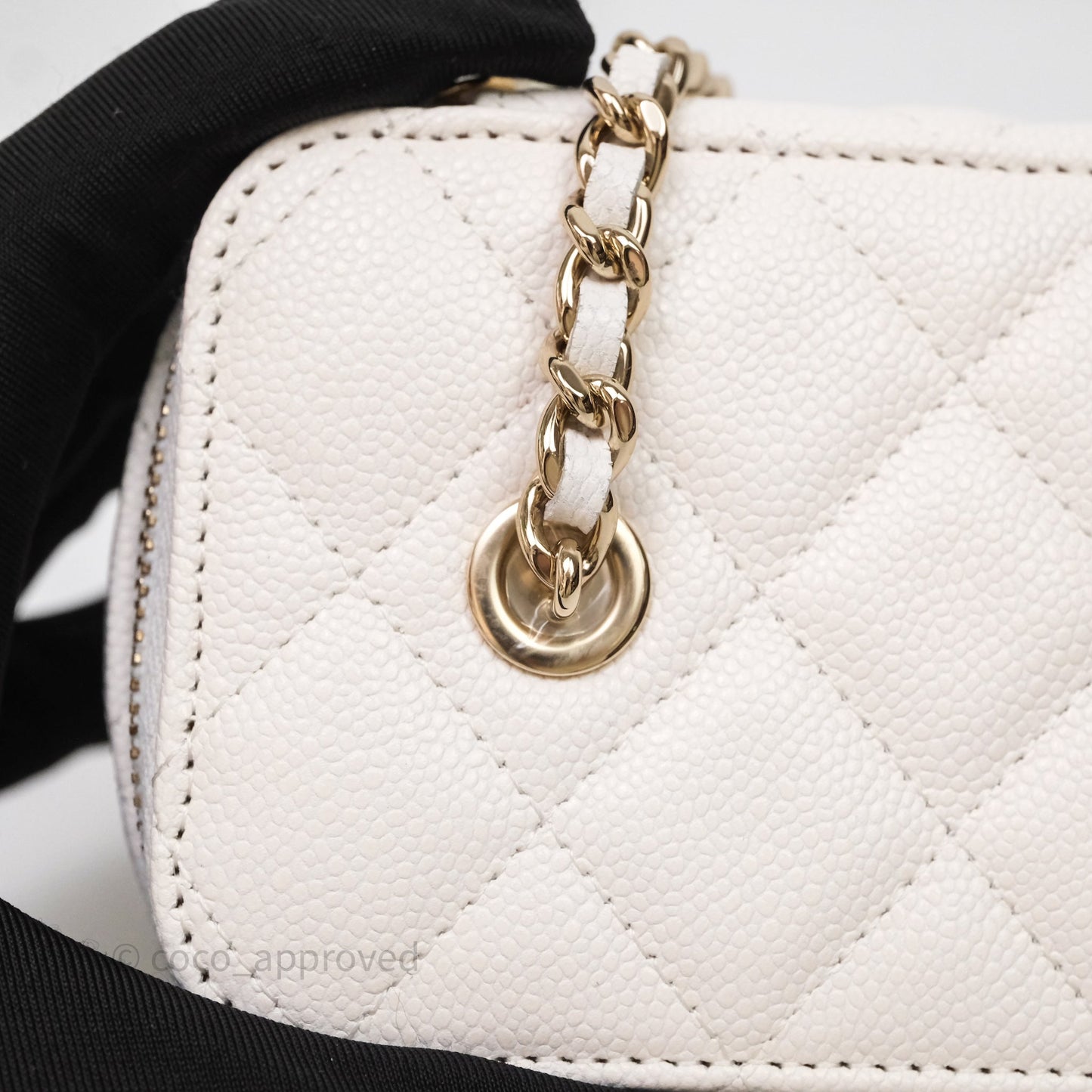 Chanel Classic Vanity Rectangular with Chain White Caviar Gold Hardware