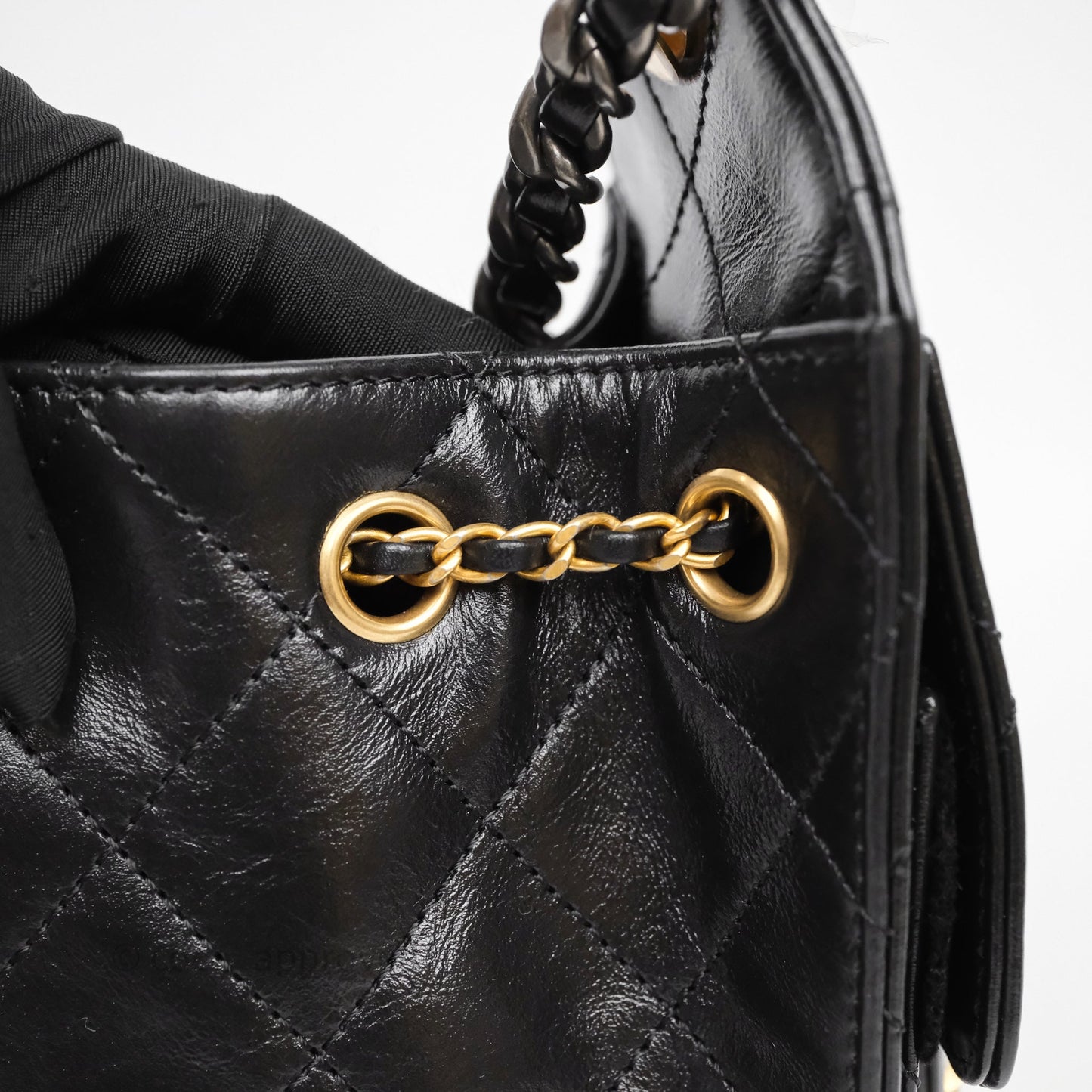 Chanel 25 Mini Black Shiny Crumpled Calfskin Mixed Hardware