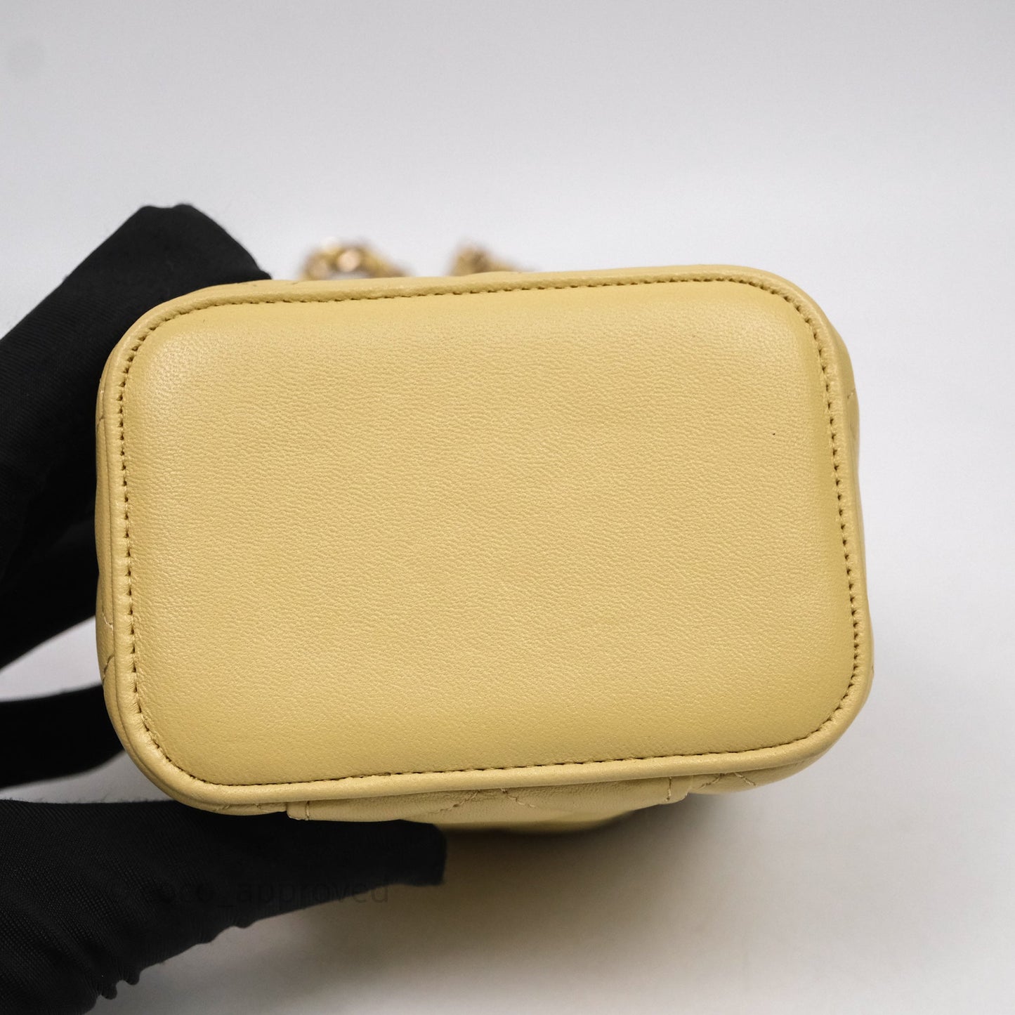 Chanel Mini Top Handle Vanity With Chain Yellow Lambskin Gold Hardware