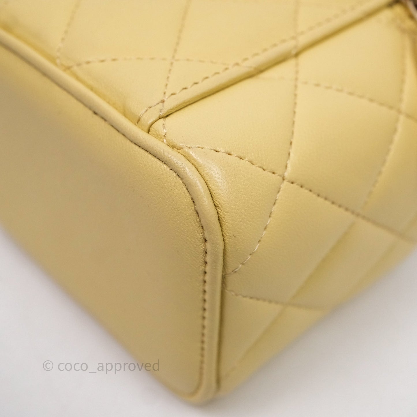 Chanel Mini Top Handle Vanity With Chain Yellow Lambskin Gold Hardware