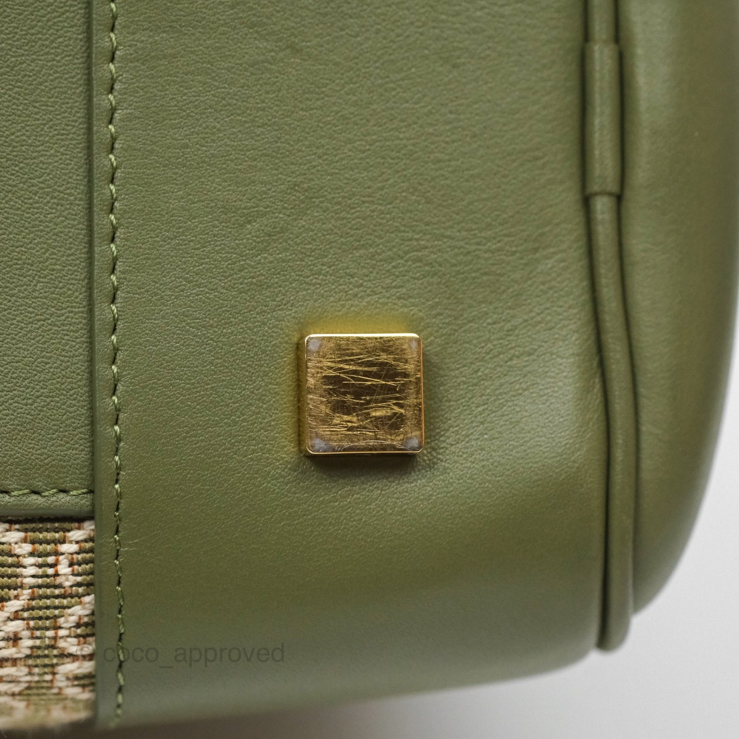 Loewe Amazona 19 Square Green/ Avocado Green in Anagram Jacquard and Calfskin