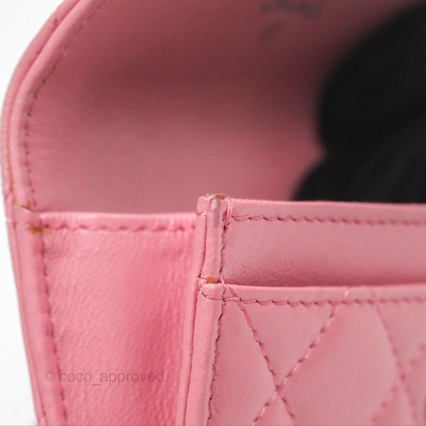Chanel Quilted Flap Card Holder Pink Lambskin Silver Hardware