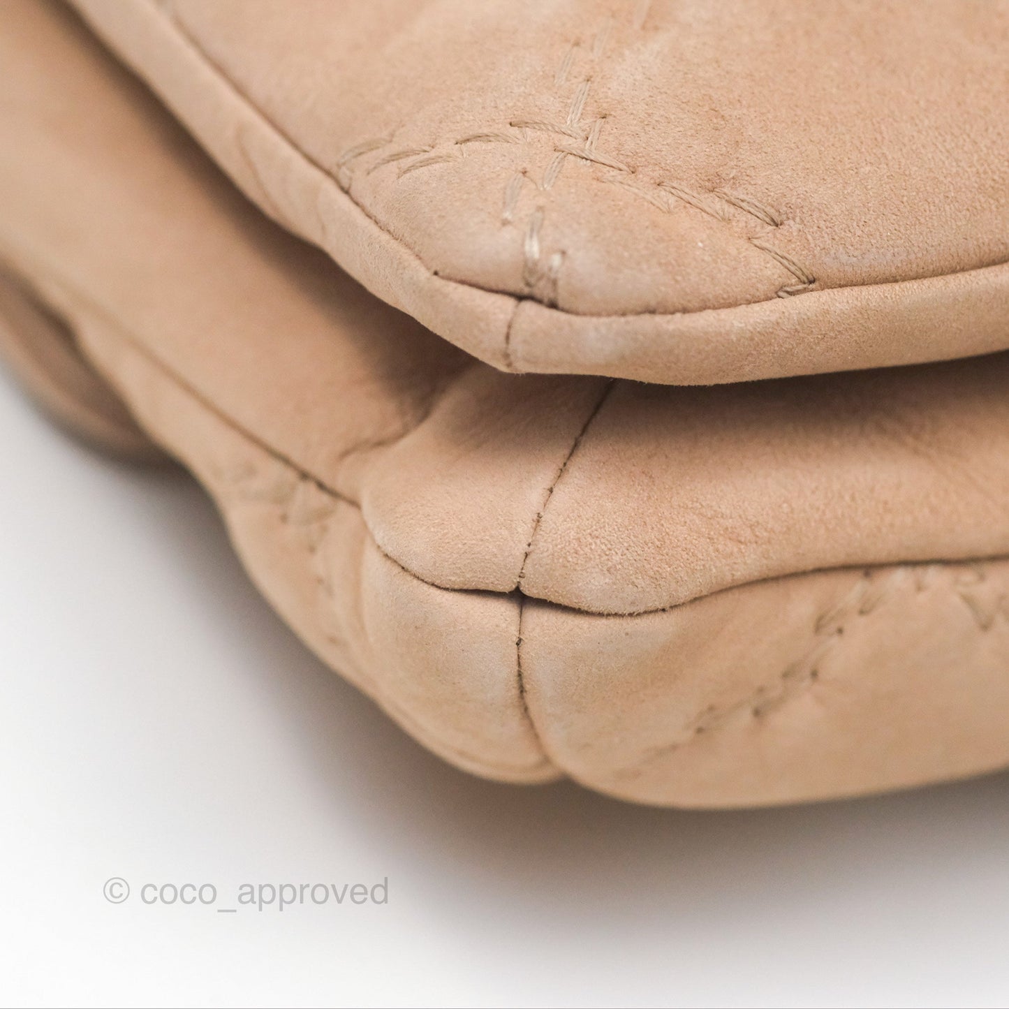 Chanel Double Stitch Hamptons Clutch With Chain Beige Washed Calfskin