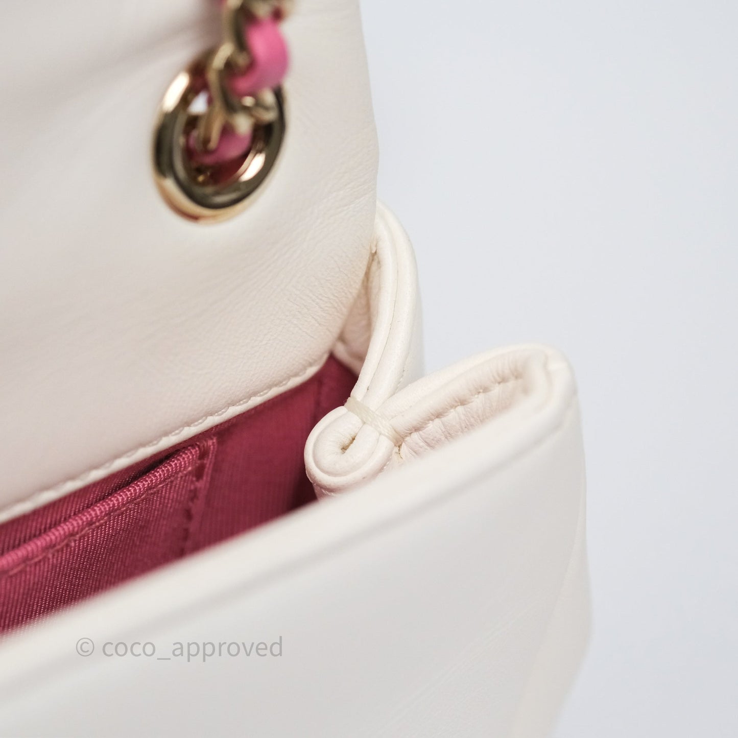 Chanel Small Entwined Chain Flap White Lambskin Gold Hardware