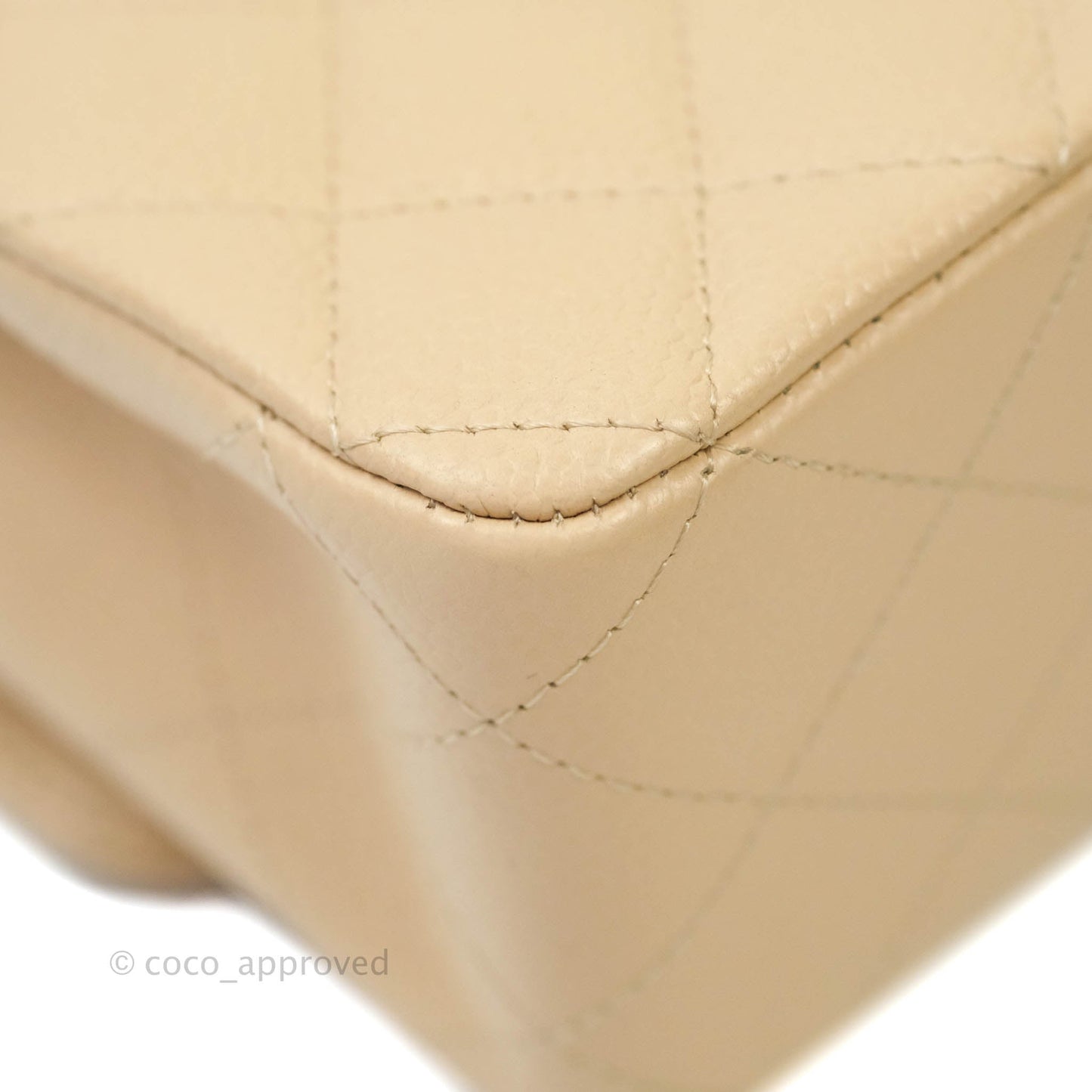 Chanel M/L Medium Double Flap Bag Beige Caviar Gold Hardware