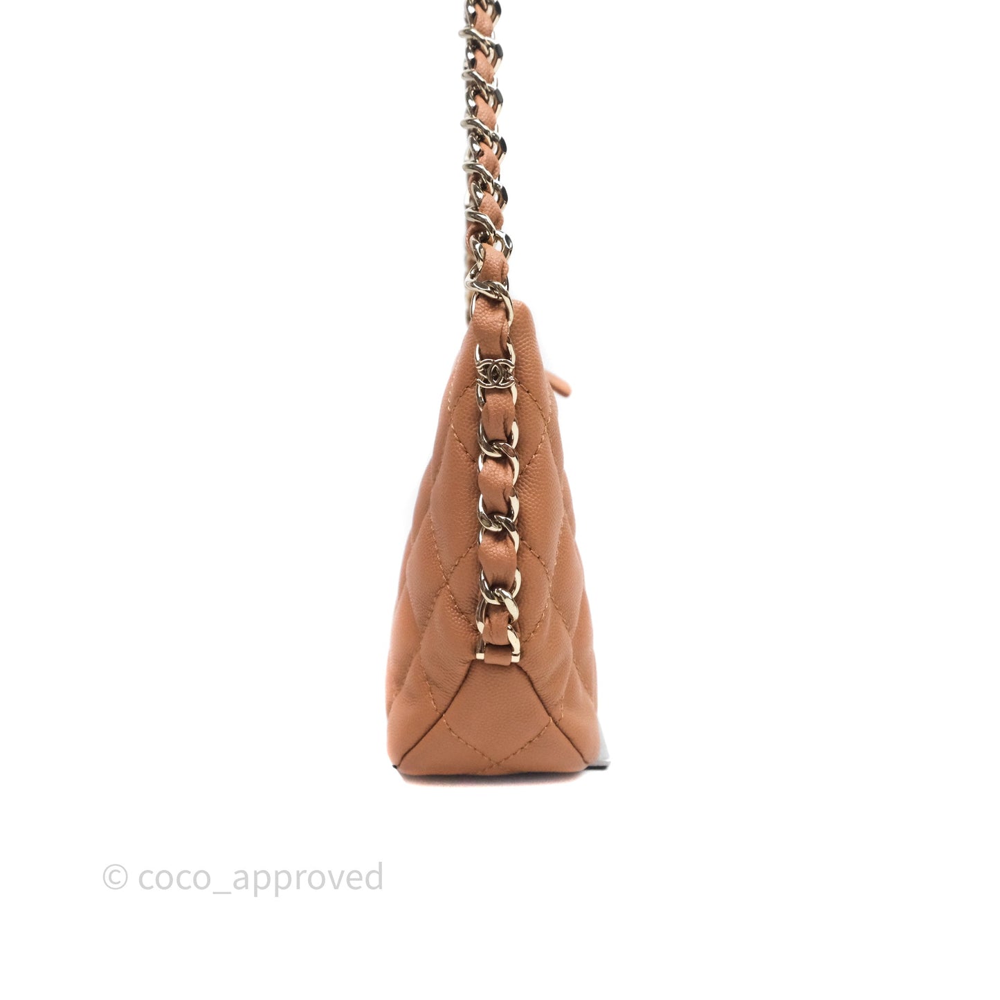 Chanel Small Hobo Shoulder Bag Caviar Beige Gold Hardware
