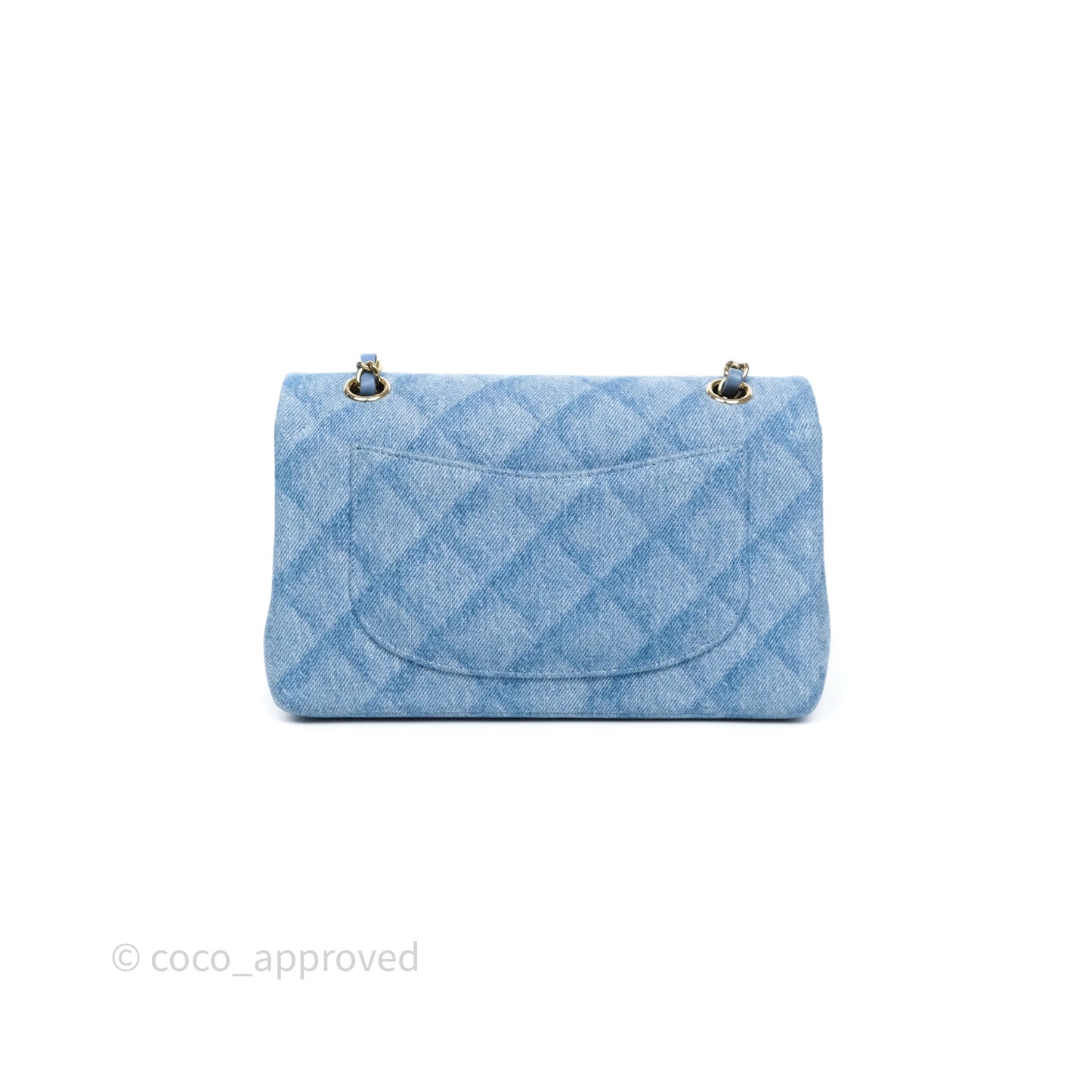 Chanel Small Double Flap Blue Printed Quilted Denim Gold Hardware