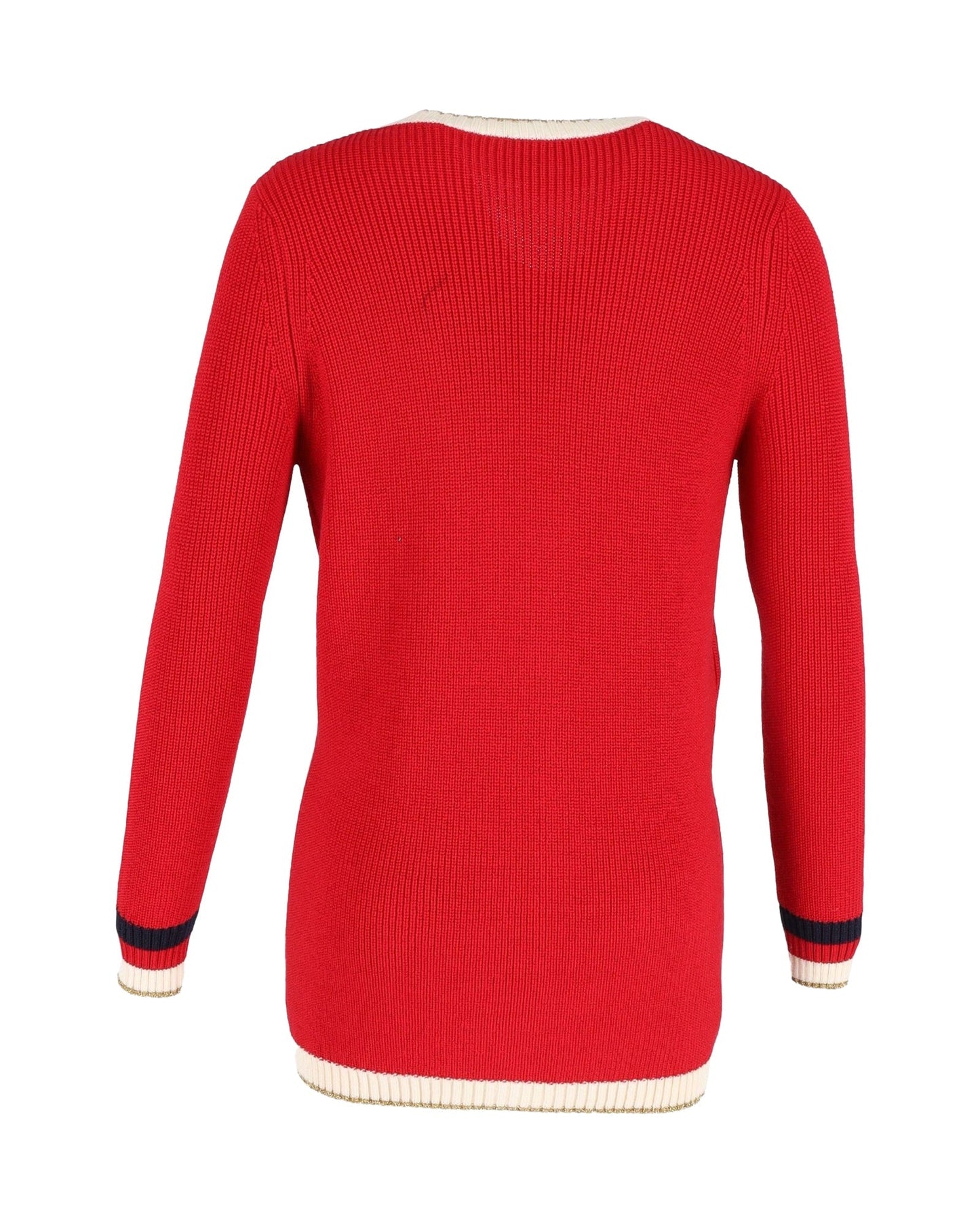 Luxury Gucci Trending 2025 Metallic-Trimmed Cardigan in Red Wool