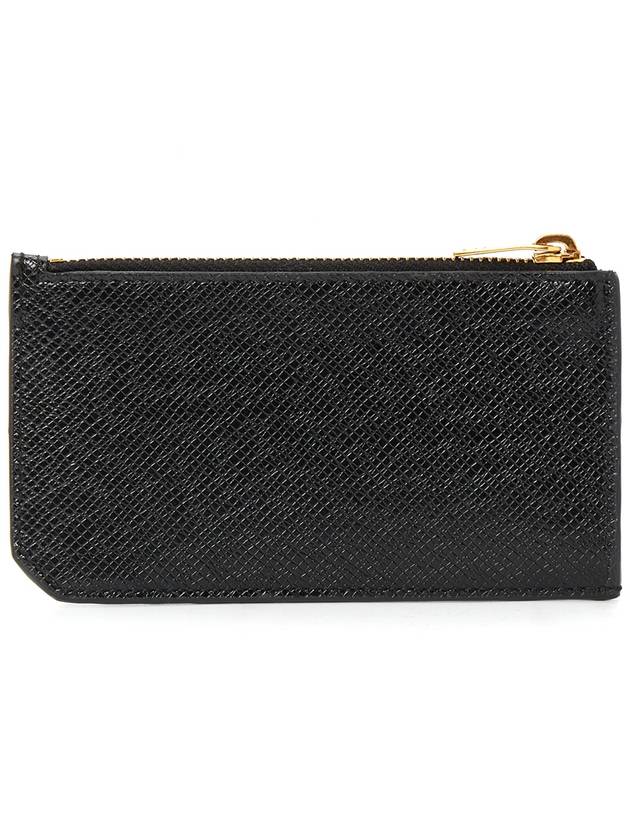 Luxury Saint Laurent Coated Bark Leather Fragment Zipper Card Wallet Black