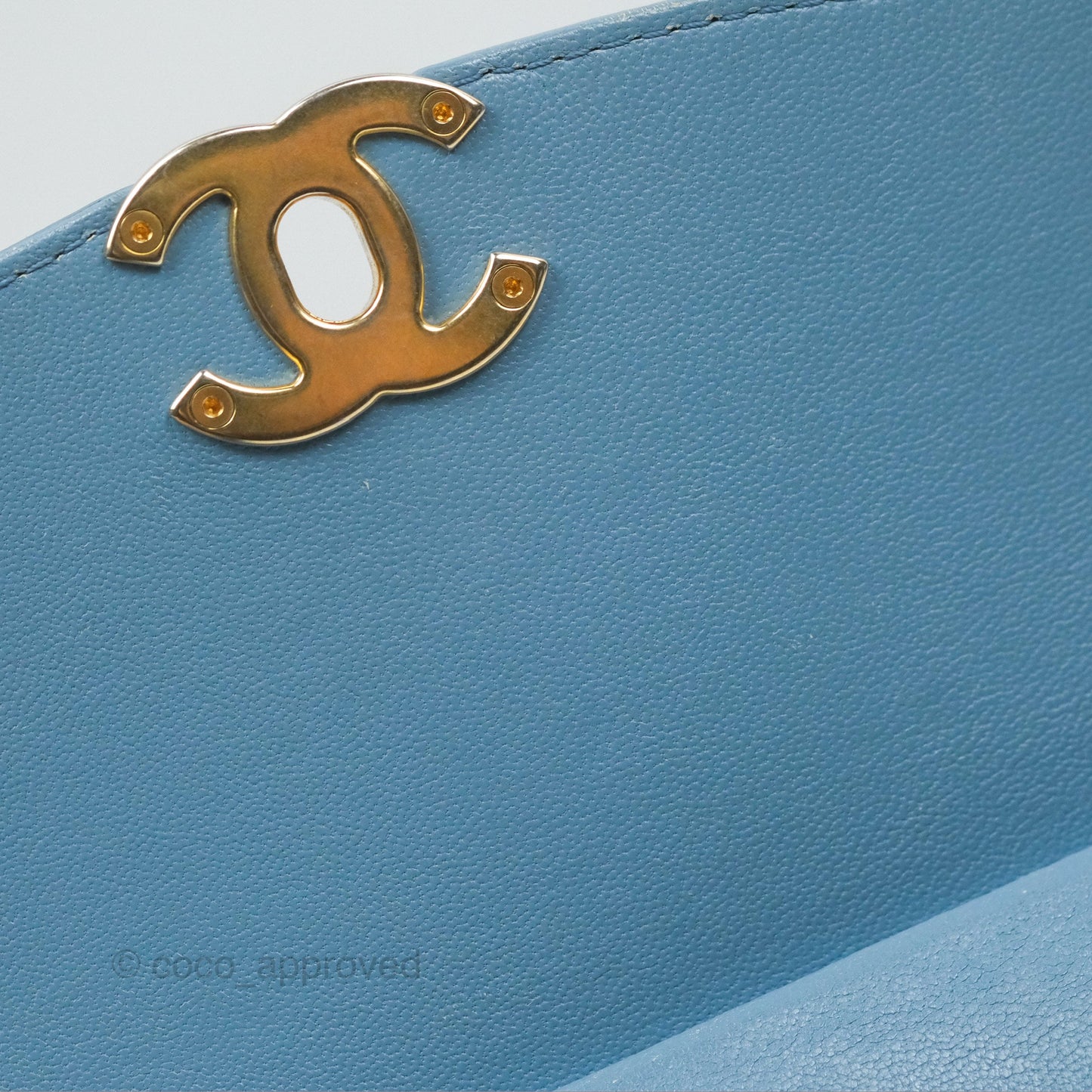 Chanel Curved Flap Bag Blue Lambskin Aged Gold Hardware