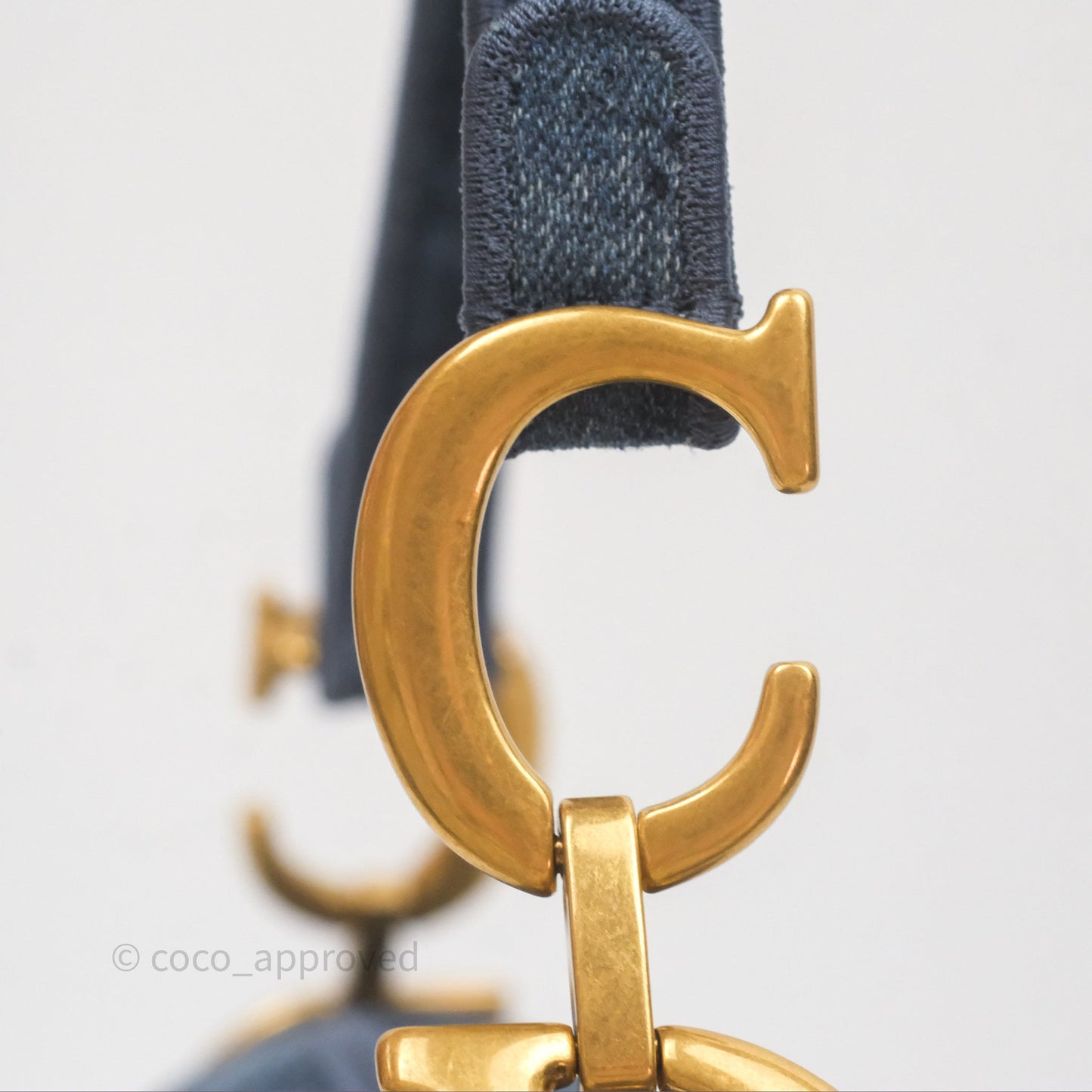 Christian Dior Saddle Bag Navy Denim Gold Hardware