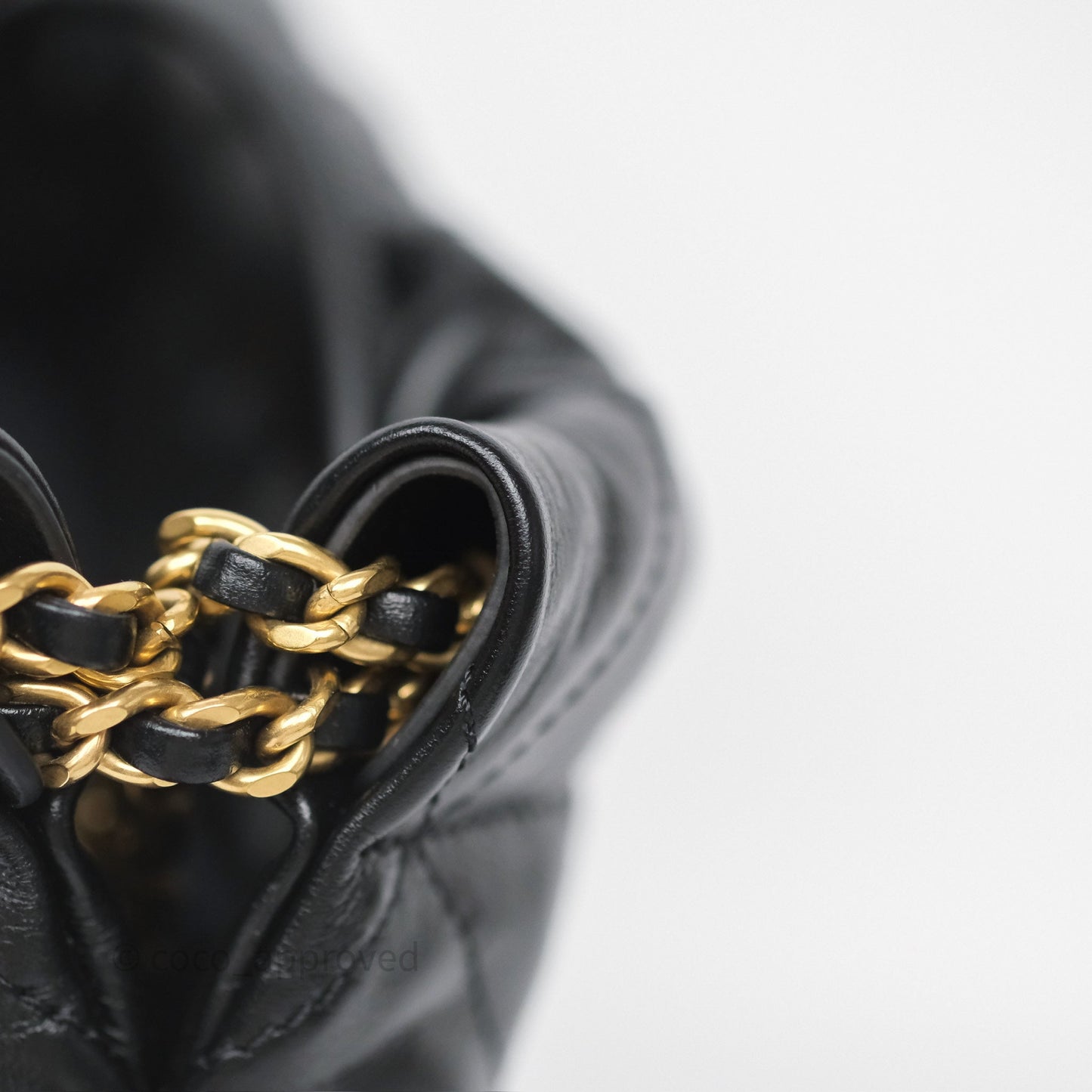 Chanel 22 Mini Bag Black Crumpled Calfskin Aged Gold Hardware