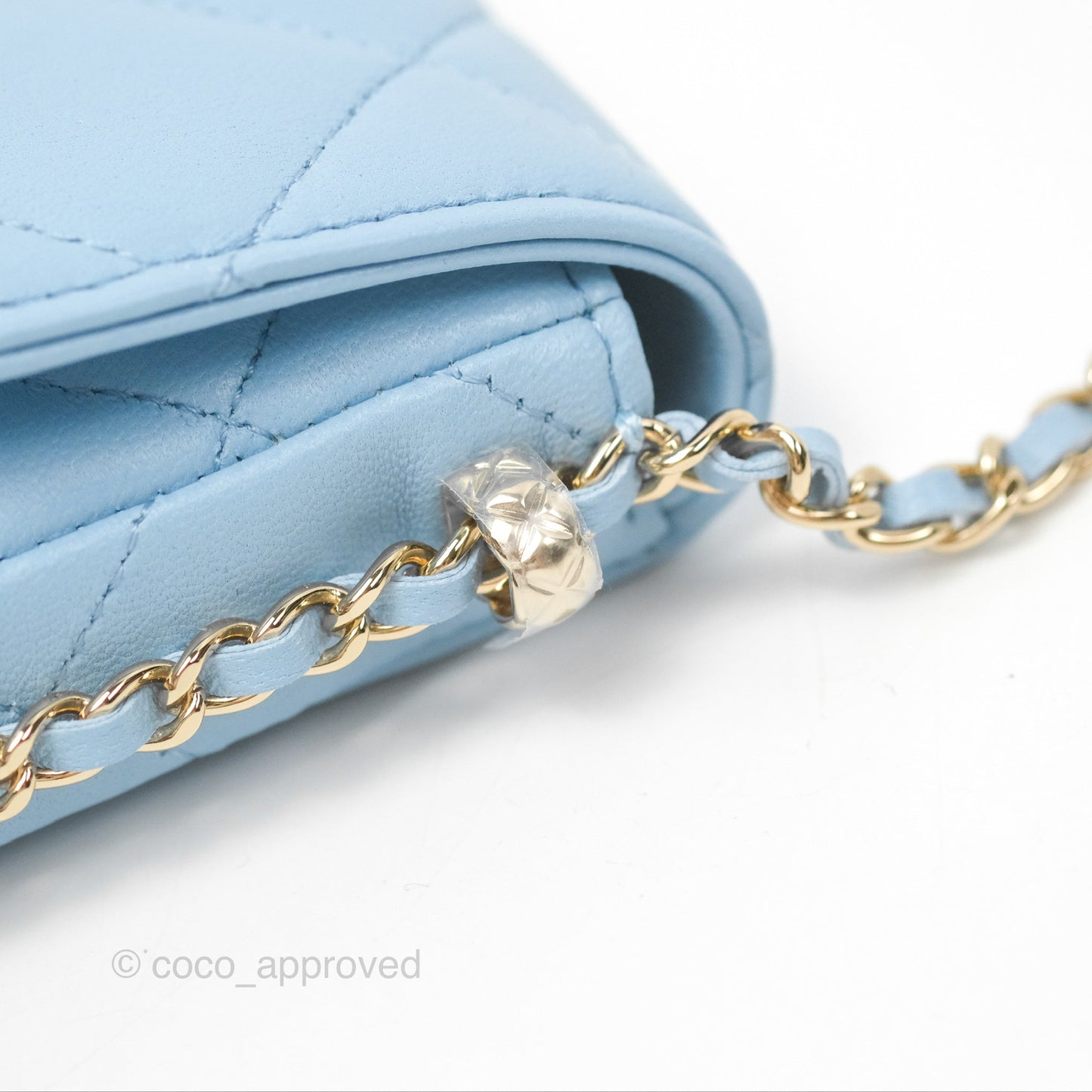 Chanel Mini Chain Around Clutch With Chain Blue Lambskin Gold Hardware