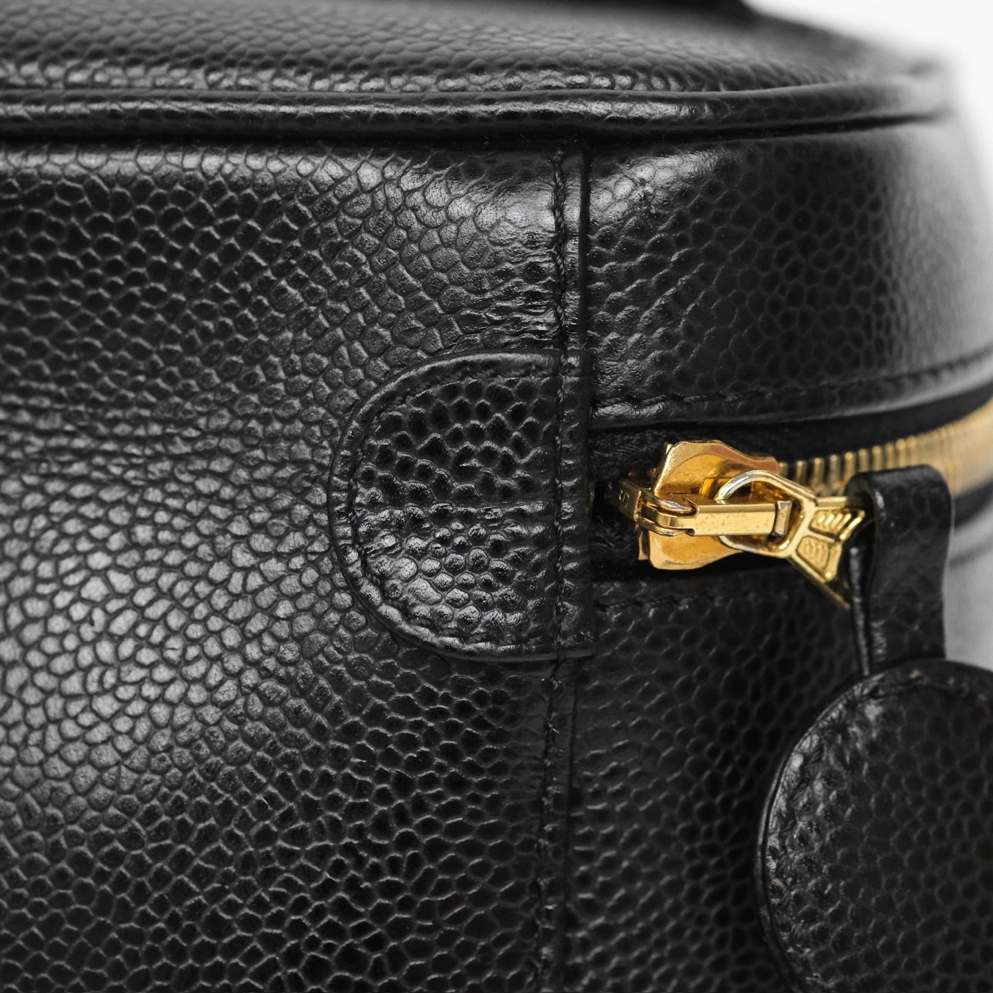 Chanel Vintage Vanity Case Black Caviar Gold Hardware
