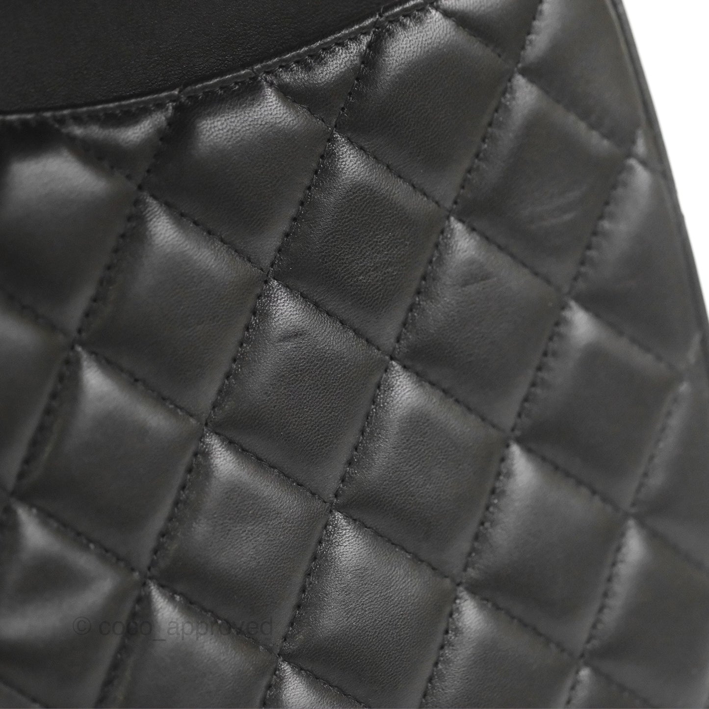 Chanel Quilted Maxi Double Flap Black Lambskin Silver Hardware