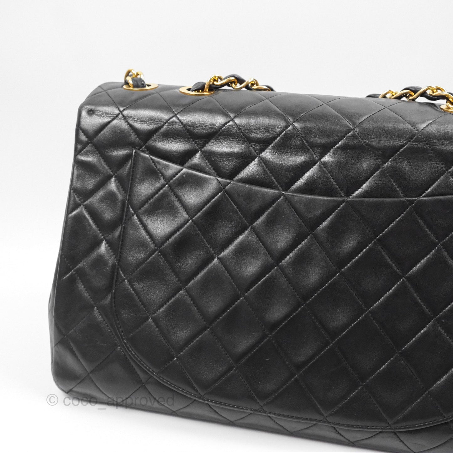 Chanel Vintage Maxi Single Flap Black Lambskin 24K Gold Hardware