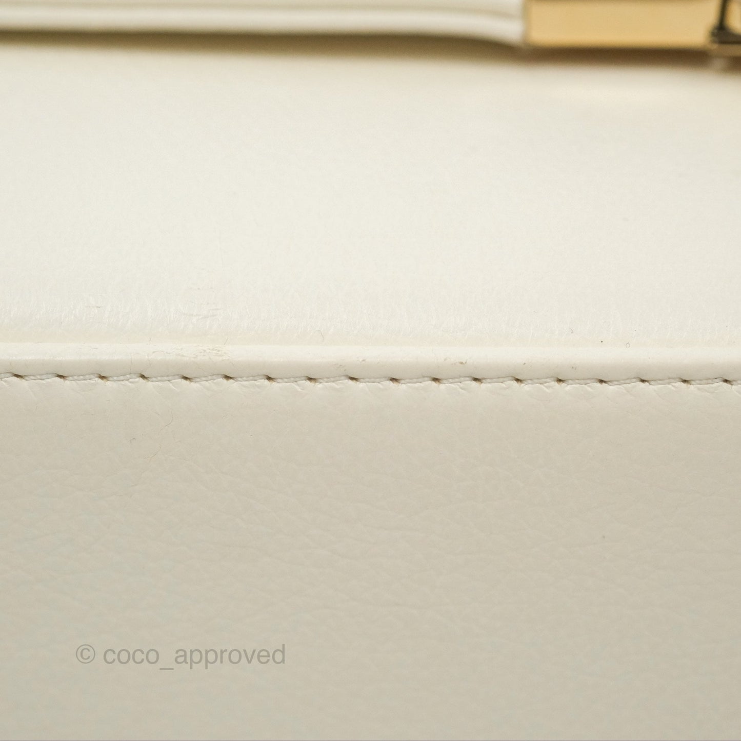 Chanel Quilted Label Click Flap Bag White Grained Calfskin Gold Hardware