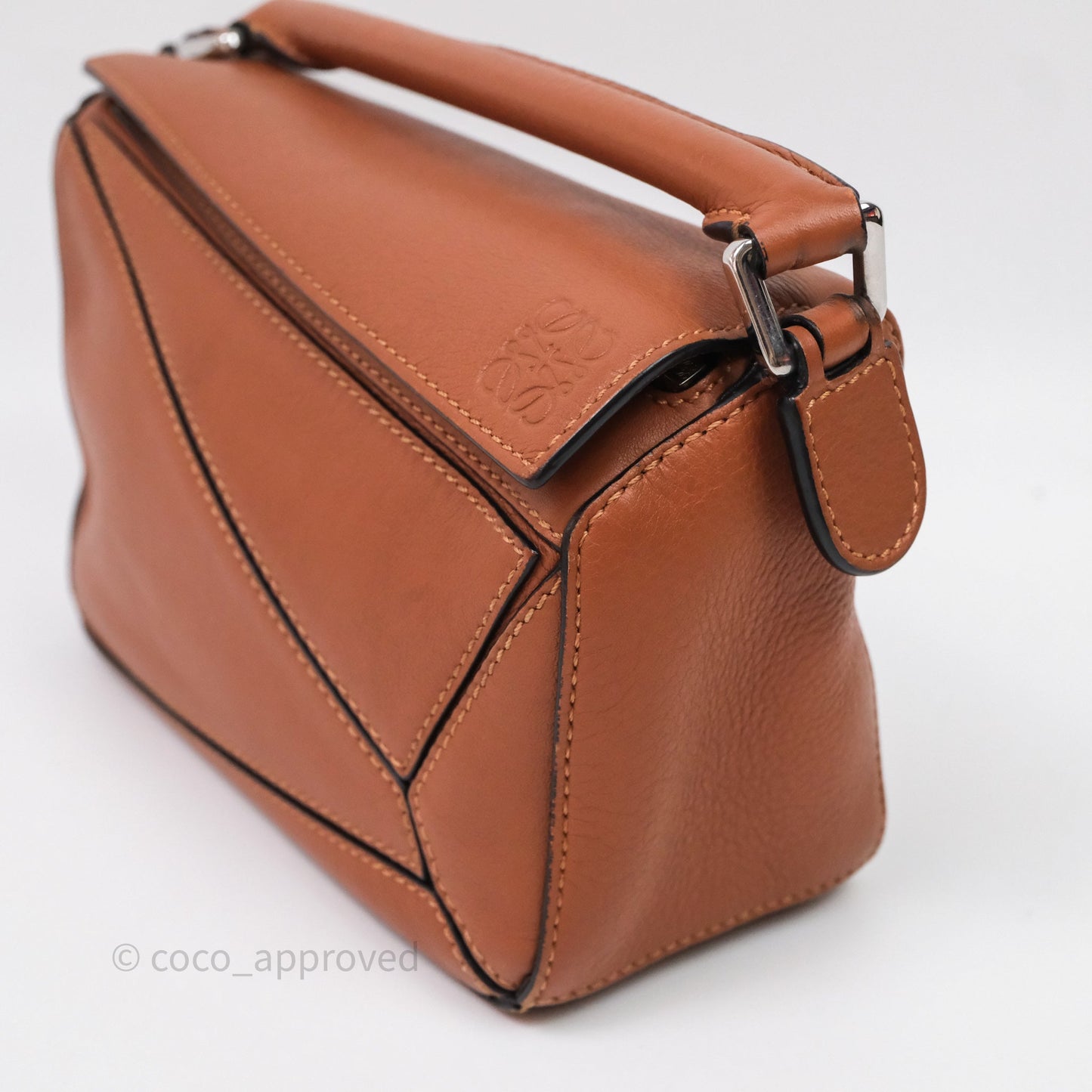 Loewe Mini Puzzle Bag Tan Calfskin Gold Hardware