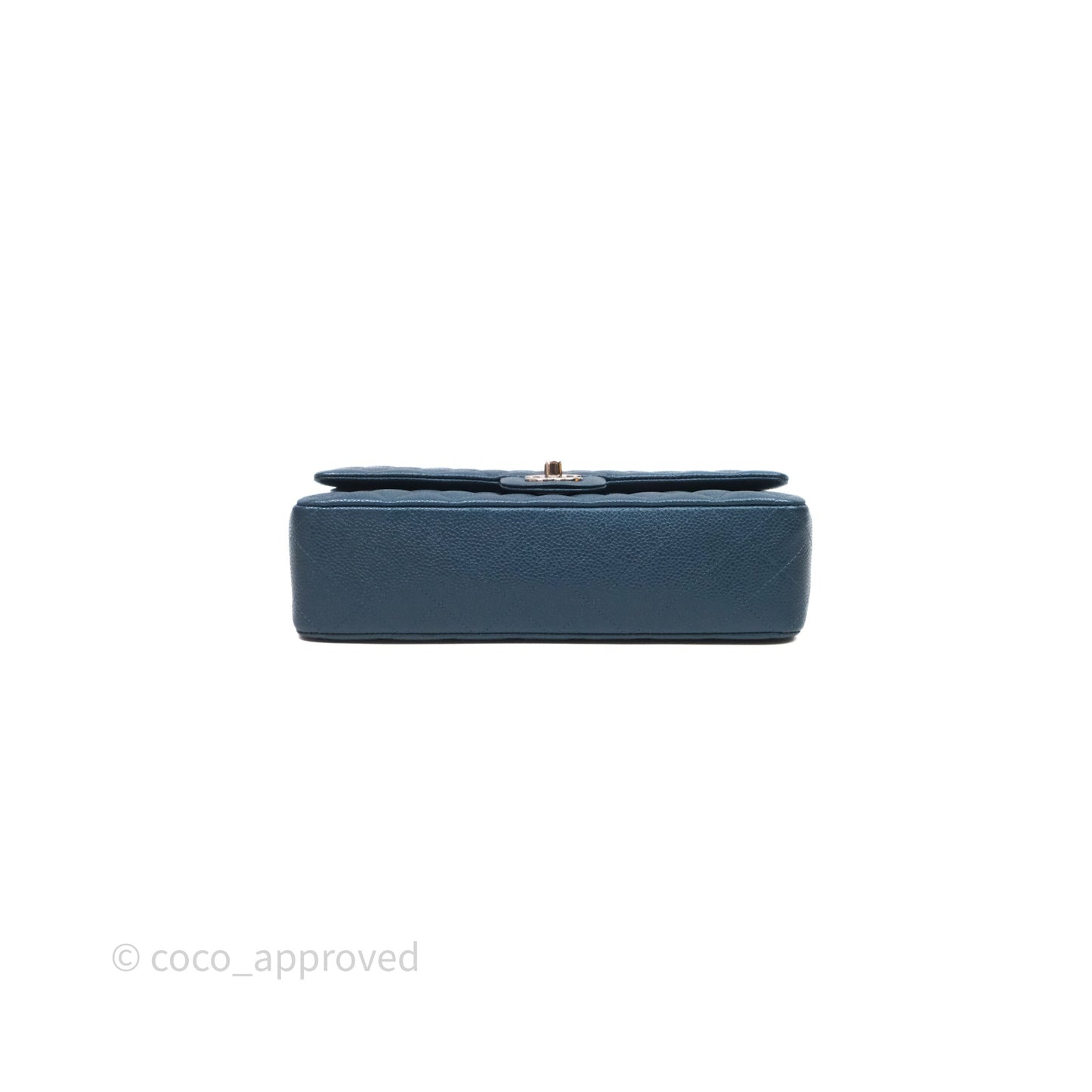 Chanel Classic Medium Flap Quilted Iridescent Teal Caviar Silver Hardware
