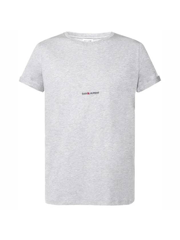 Luxury Saint Laurent Men's Small Logo Short Sleeve T-Shirt Grey