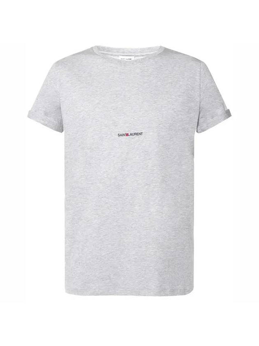 Luxury Saint Laurent Men's Small Logo Short Sleeve T-Shirt Grey