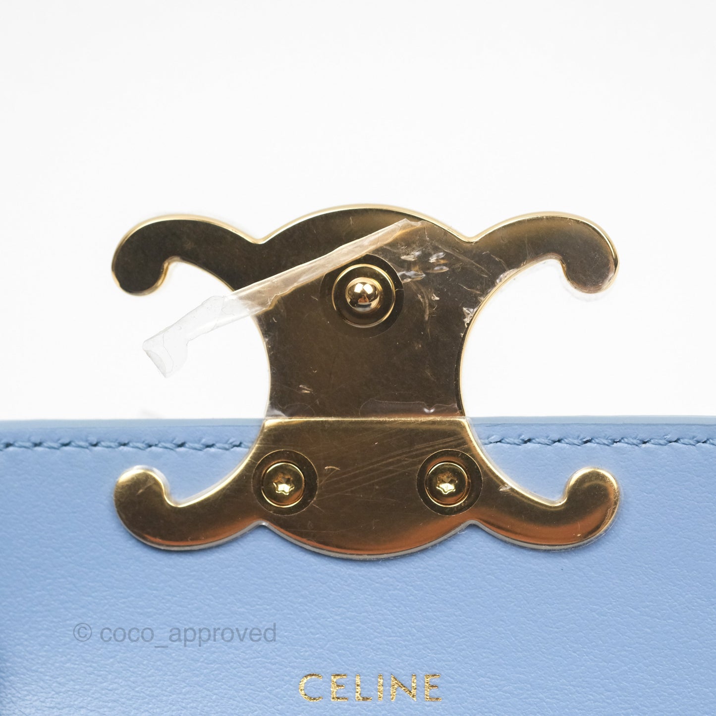 Celine Mini Triomphe Shiny Calfskin Light Blue