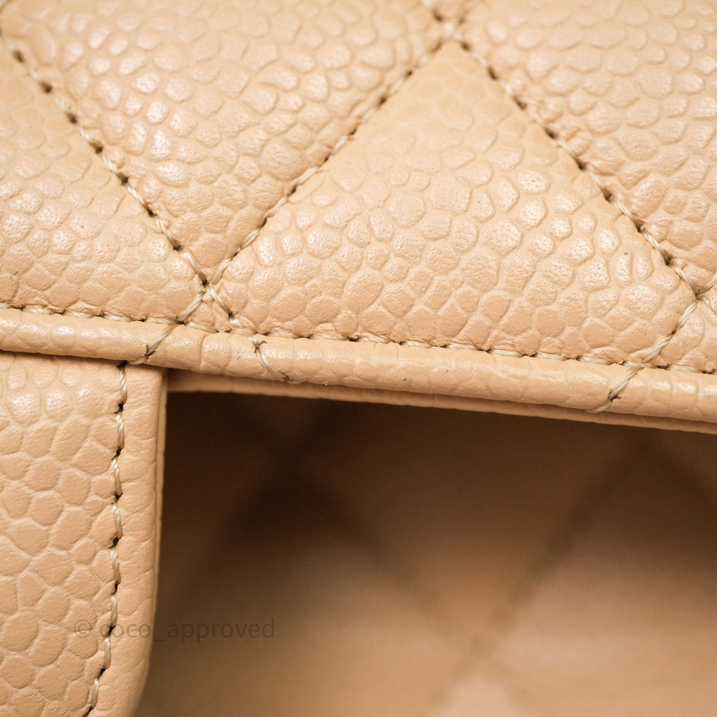 Chanel Classic M/L Medium Flap Quilted Beige Caviar Gold Hardware