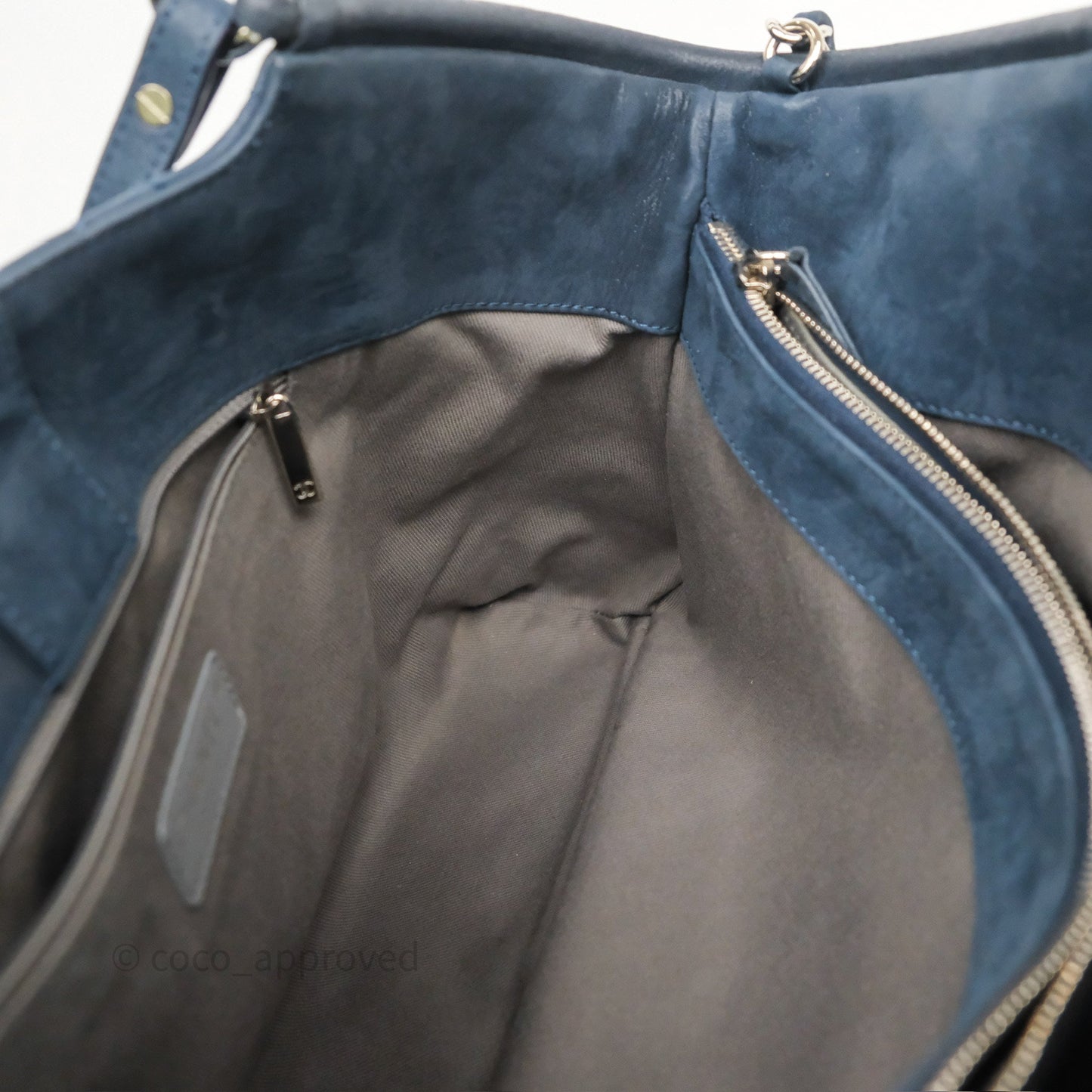 Chanel Small Sea Hit Tote Navy Iridescent Calfskin Silver Hardware