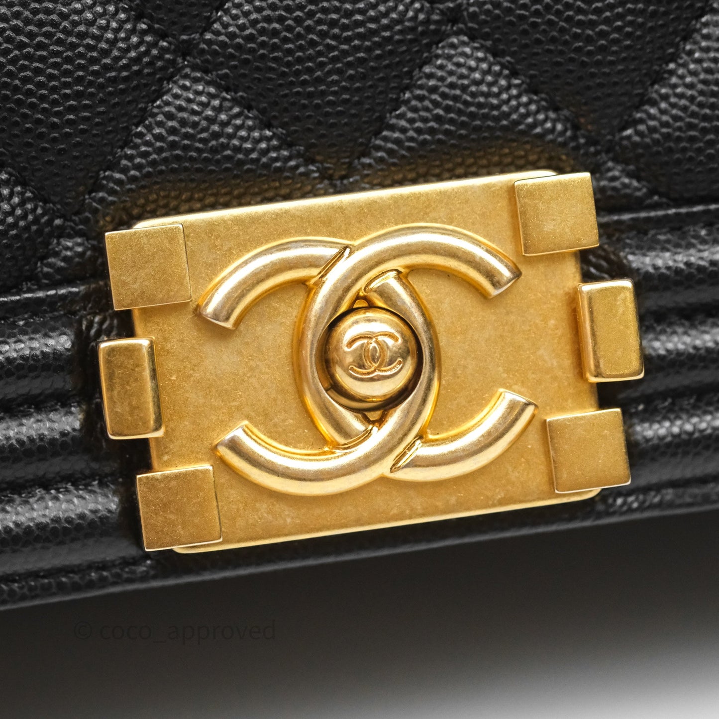 Chanel Medium Boy Quilted Black Caviar Aged Gold Hardware