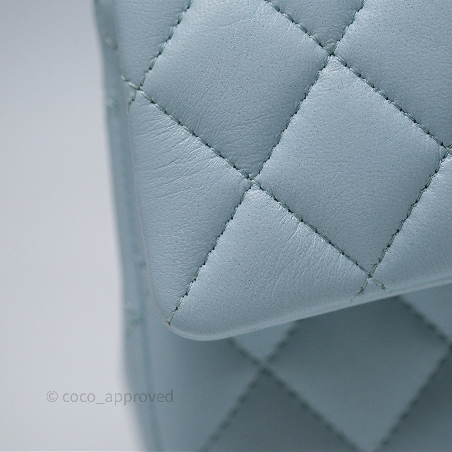 Chanel Top Handle Mini Rectangular Flap Light Blue Lambskin Gold Hardware