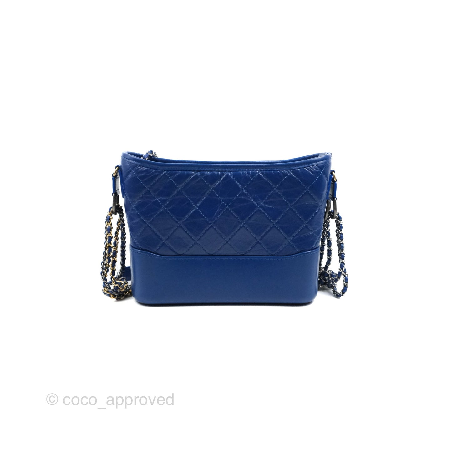 Chanel New Medium Gabrielle Blue Logo Handle Aged Calfskin Mixed Hardware