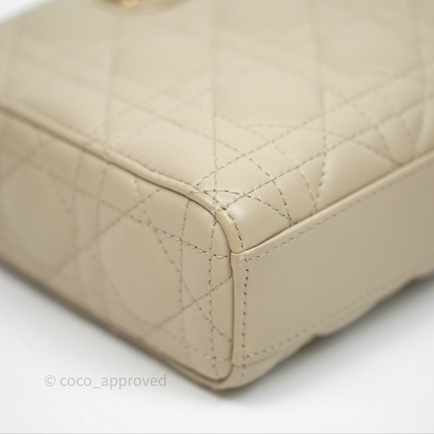 Dior Medium Lady D-Joy Bag Sand Lambskin Cannage Gold Hardware