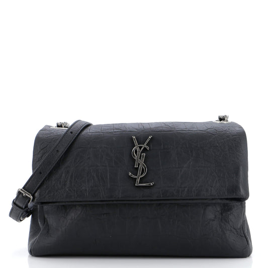 Luxury Saint Laurent West Hollywood Shoulder Bag Crocodile Embossed Leather Medium