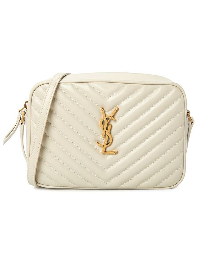 Luxury Saint Laurent Lou Logo Quilting Cross Bag White
