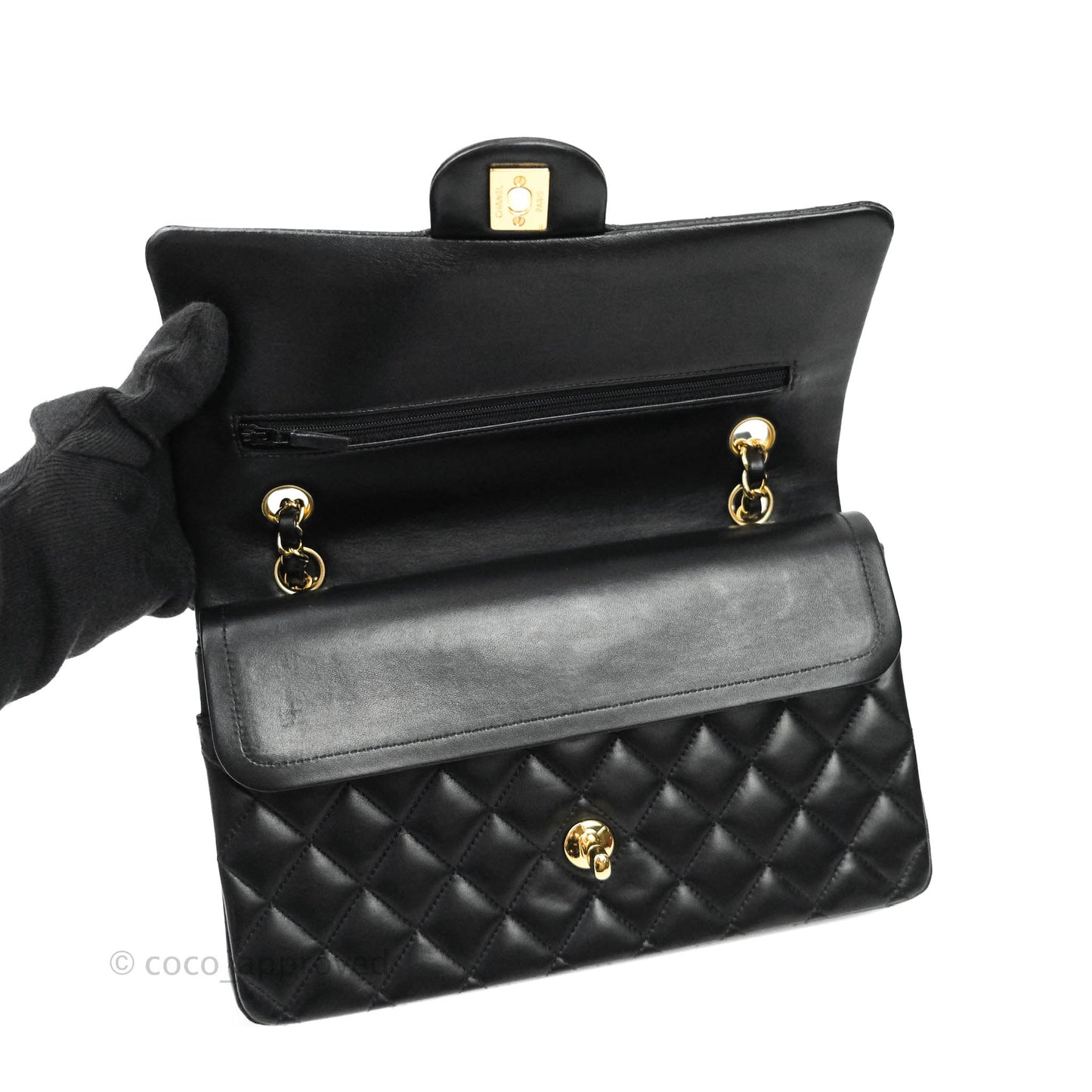 Chanel Classic M/L Black Lambskin Gold Hardware