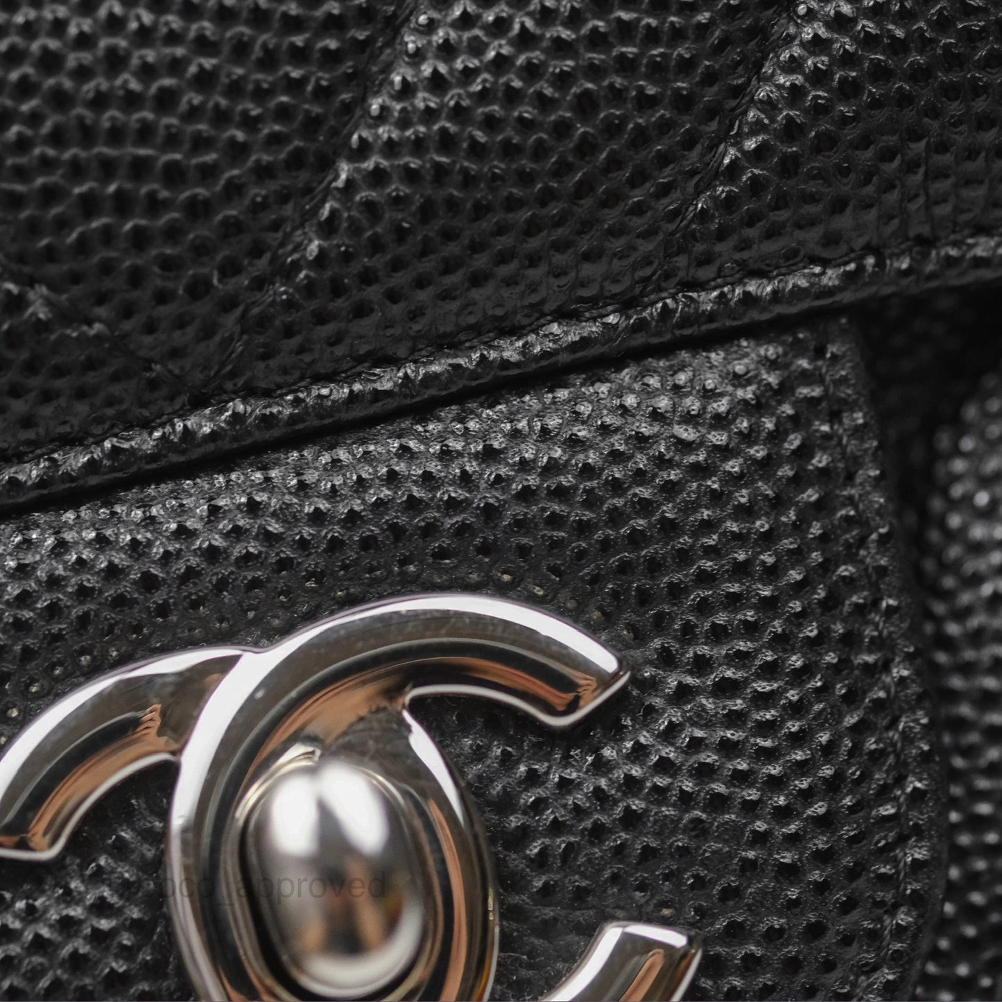 Chanel Mini Square Chevron Black Caviar Silver Hardware