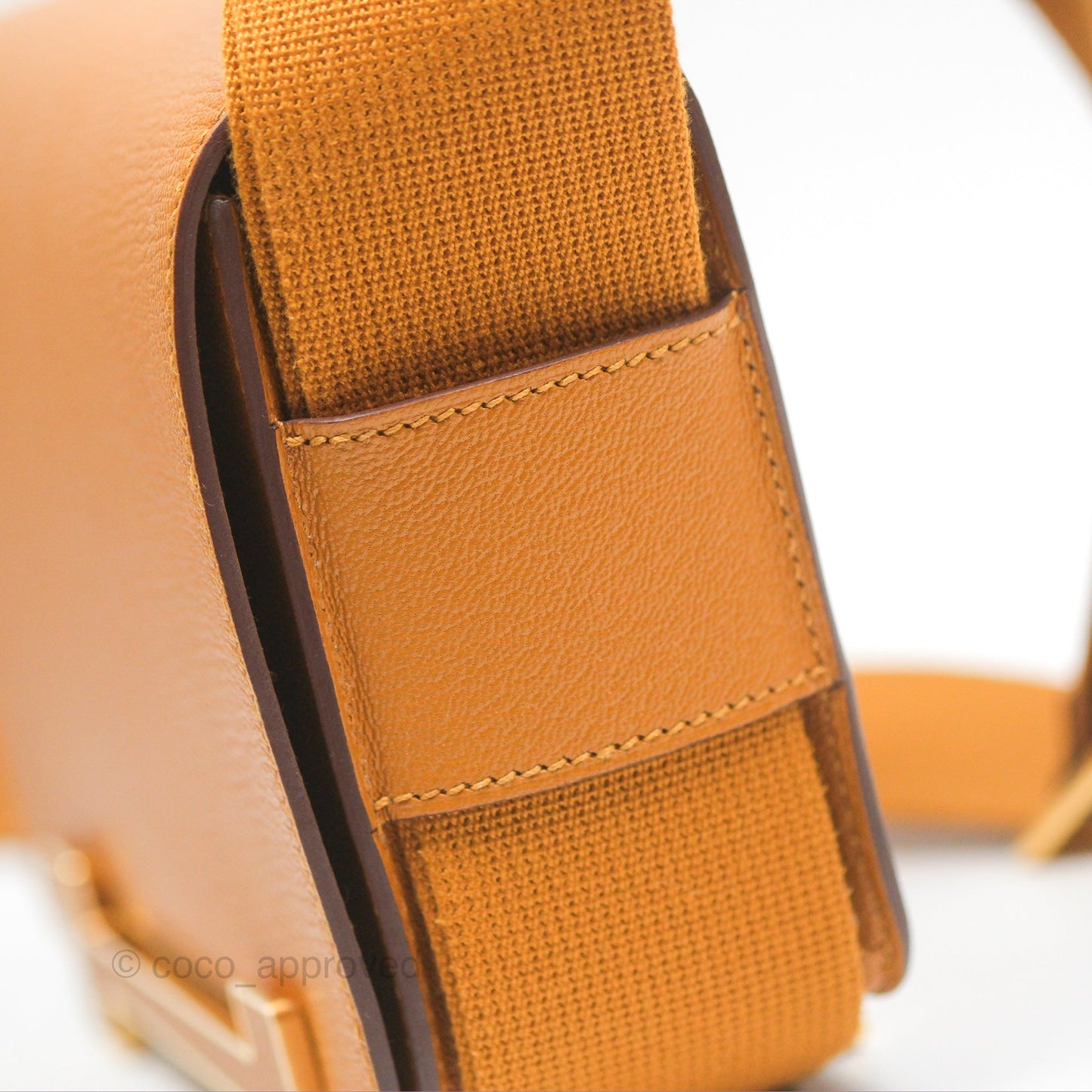 Hermès Geta Bag Caramel Chevre Mysore Gold Hardware