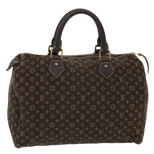 LOUIS VUITTON Monogram Mini Lin Speedy 30 Hand Bag Brown Ebene M95224 37355