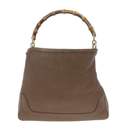 Luxury Gucci Bamboo Hand Bag Leather 2way Pink Brown 282315 Auth 37362