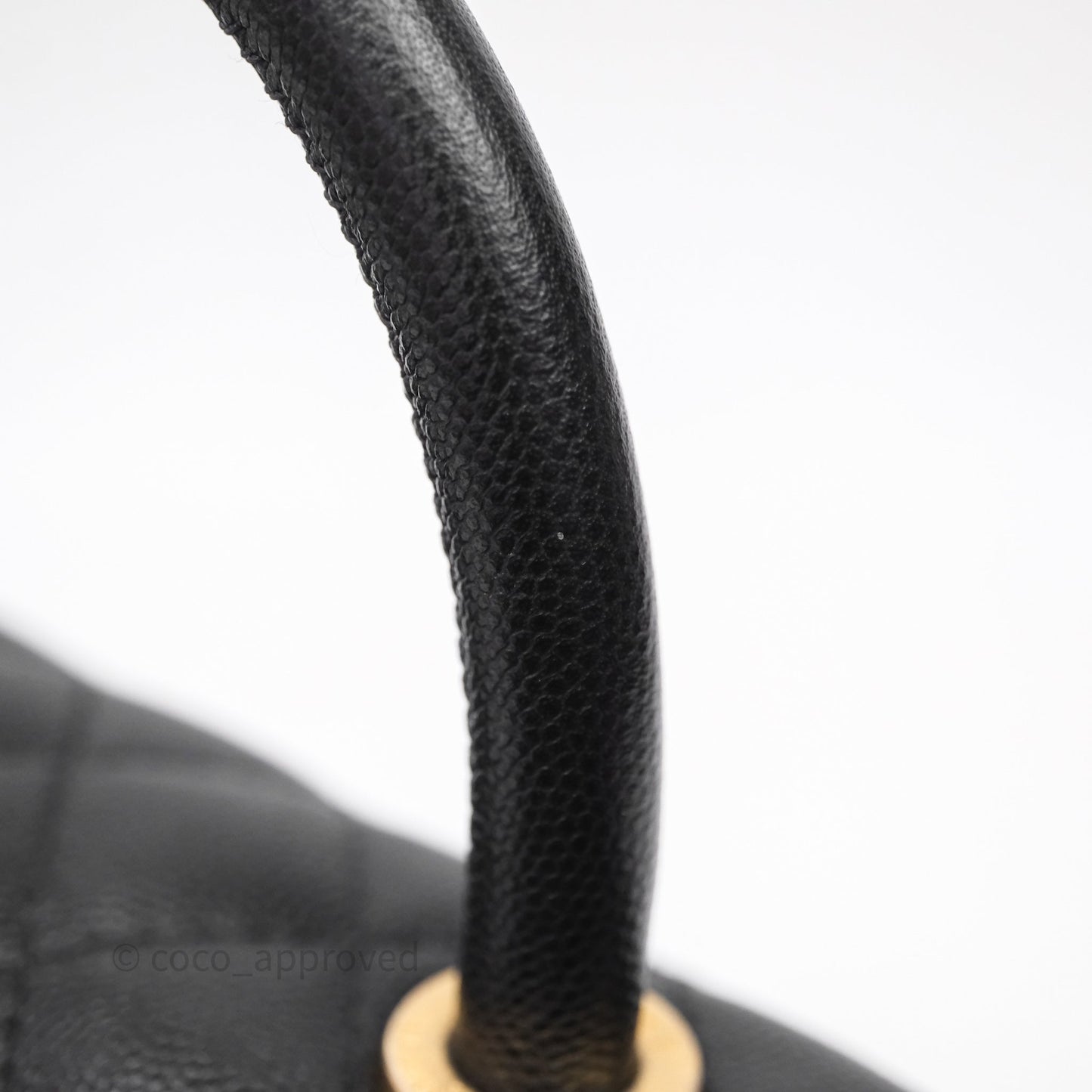 Chanel Small Quilted Coco Handle Black Caviar Aged Gold Hardware
