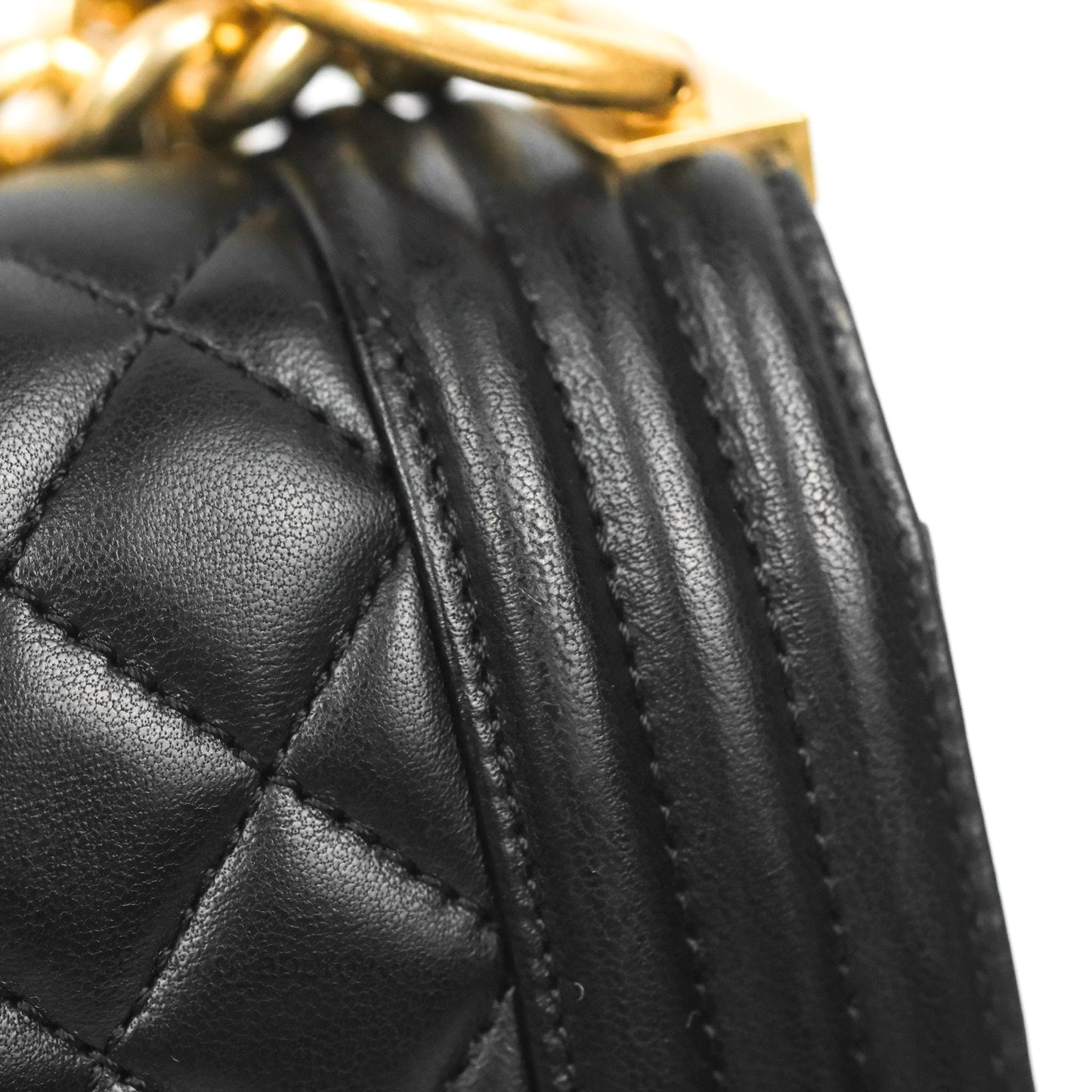 Chanel Quilted Medium Boy Black Lambskin Aged Gold Hardware