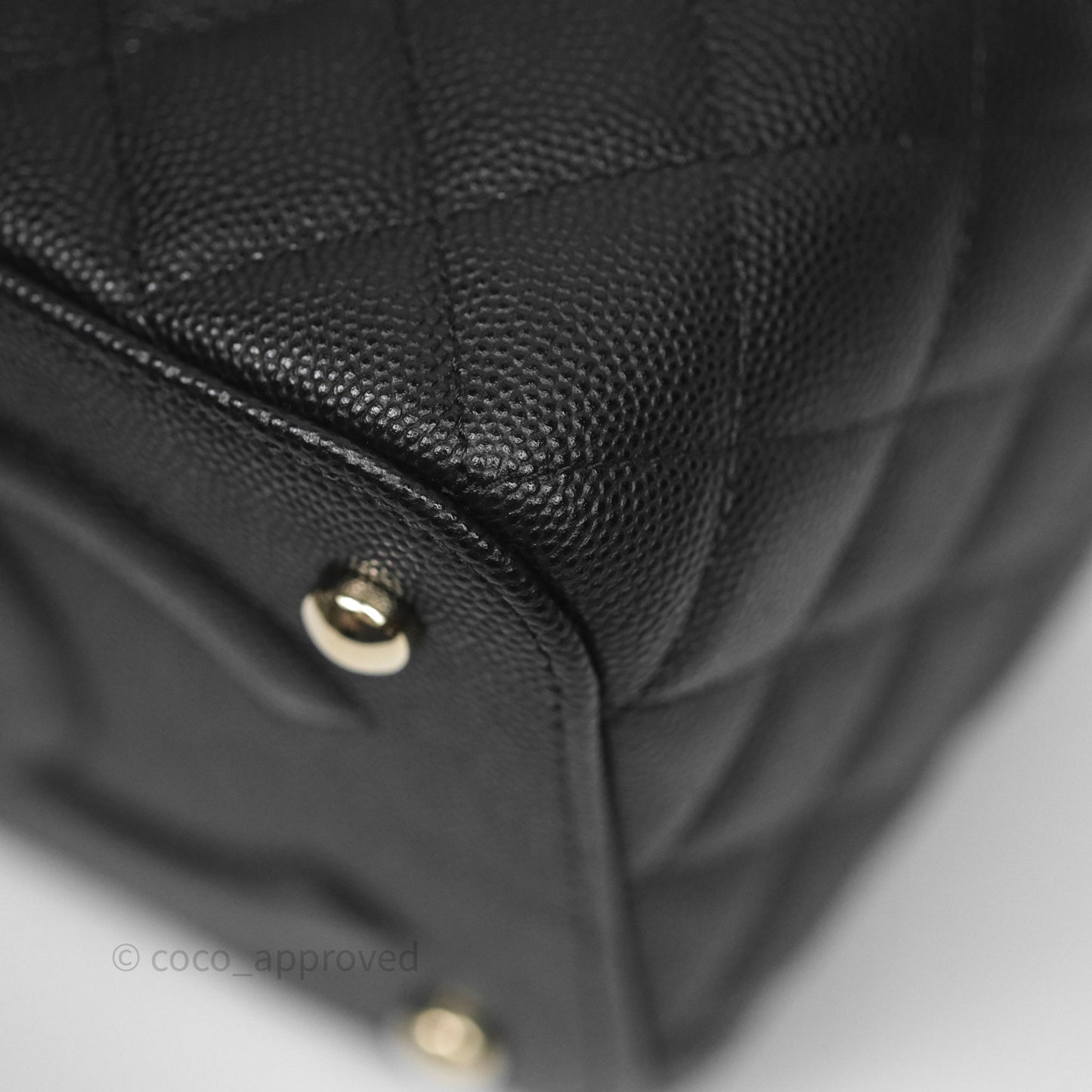 Chanel Quilted Top Handle Vanity Case Black Caviar Gold Hardware