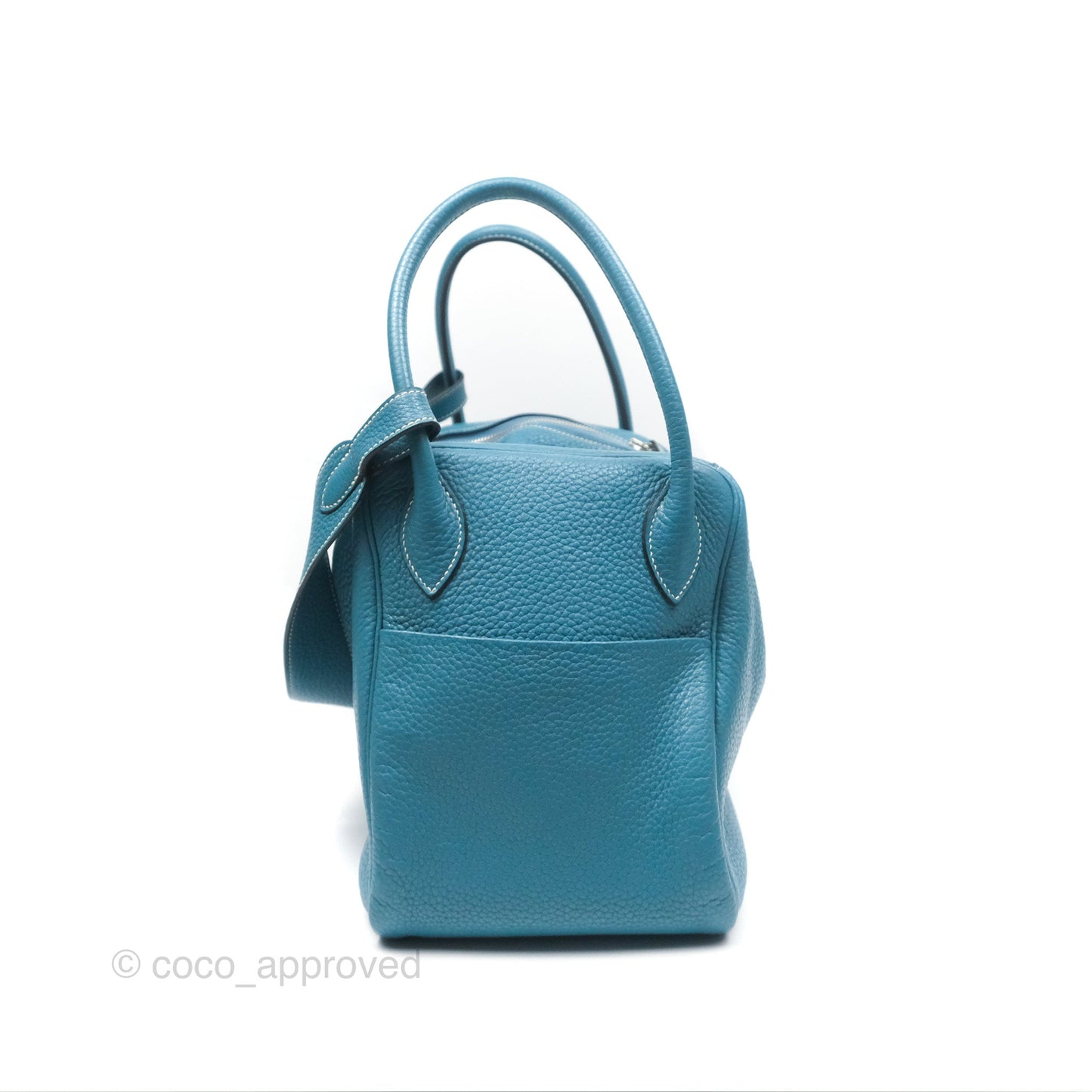 Hermès Lindy 34 Blue Jean Clemence Palladium Hardware