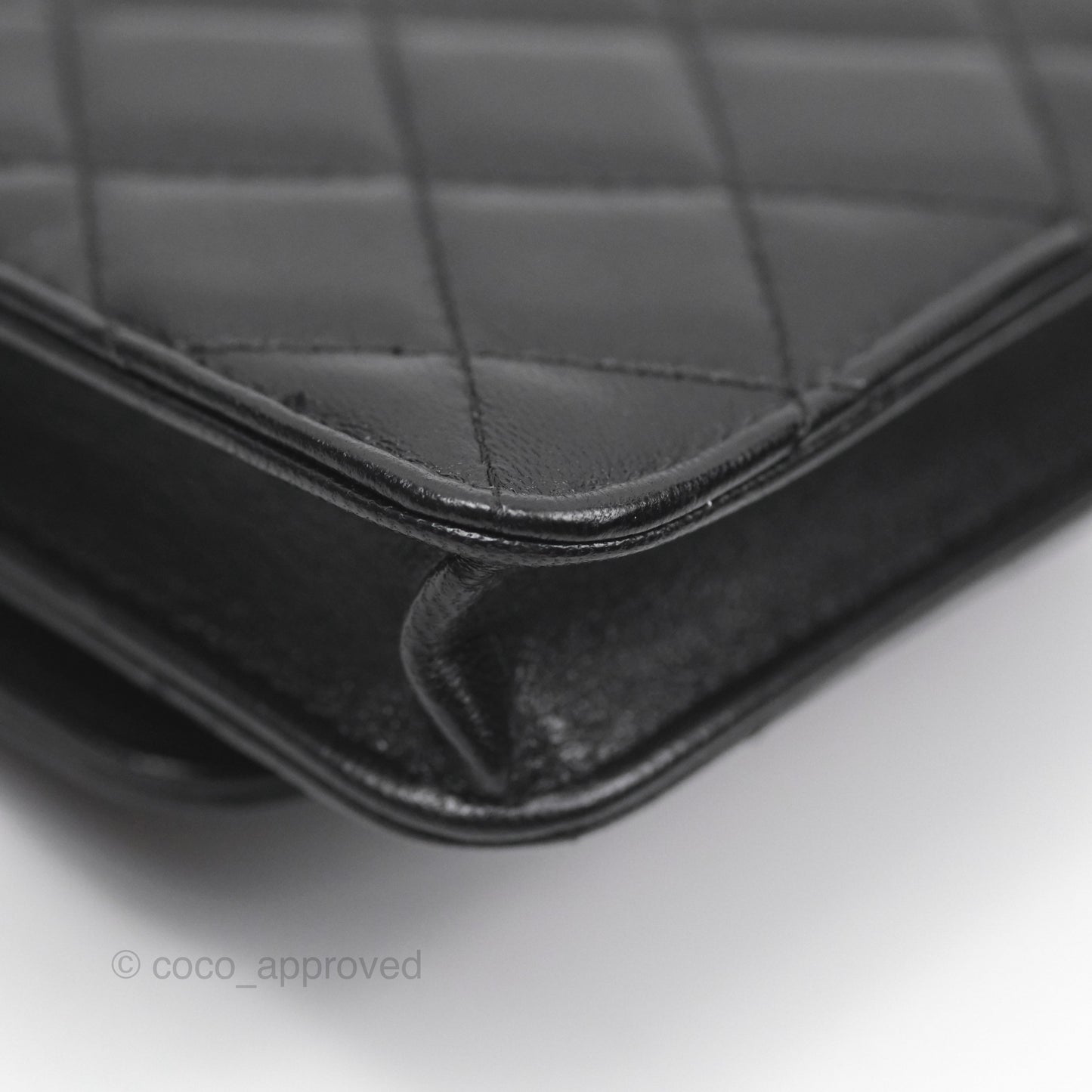 Chanel Mini Quilted Trendy CC Card Holder With Chain Black Lambskin Gold Hardware