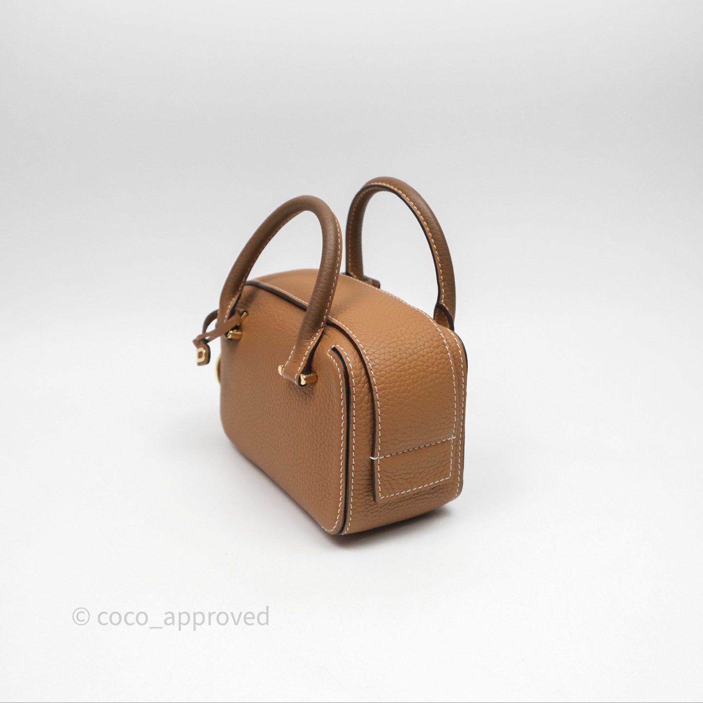 Delvaux Cool Box Nano Taurillon Soft Grained Calfskin Vegetal Ivory Gold Hardware