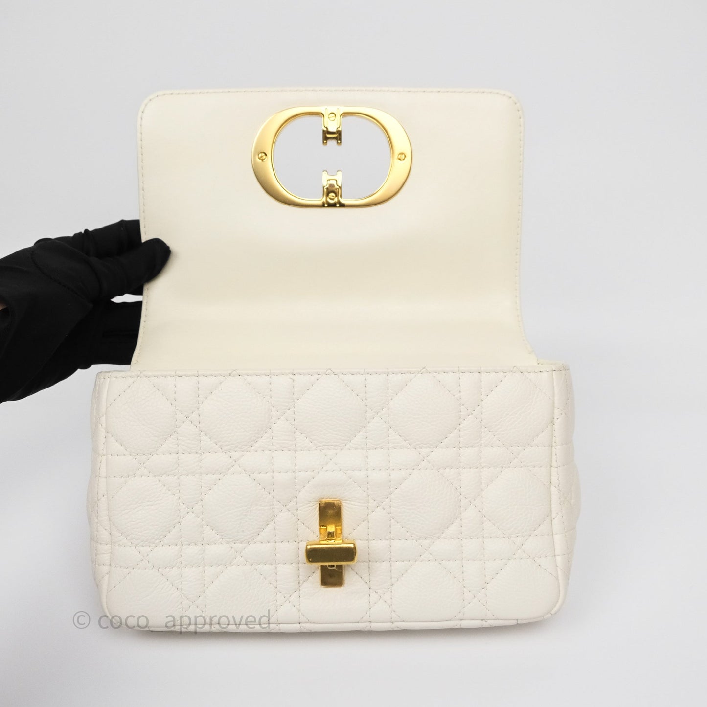 Dior Small Caro Bag Latte Supple Cannage Calfskin