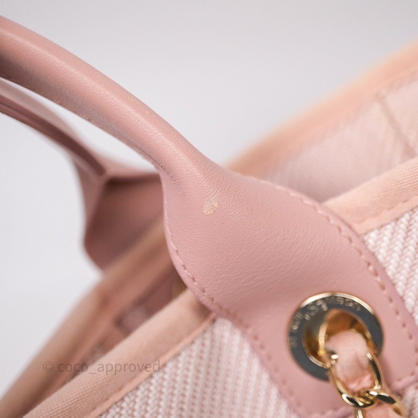 Chanel Large Deauville Tote Pink Canvas Gold Hardware