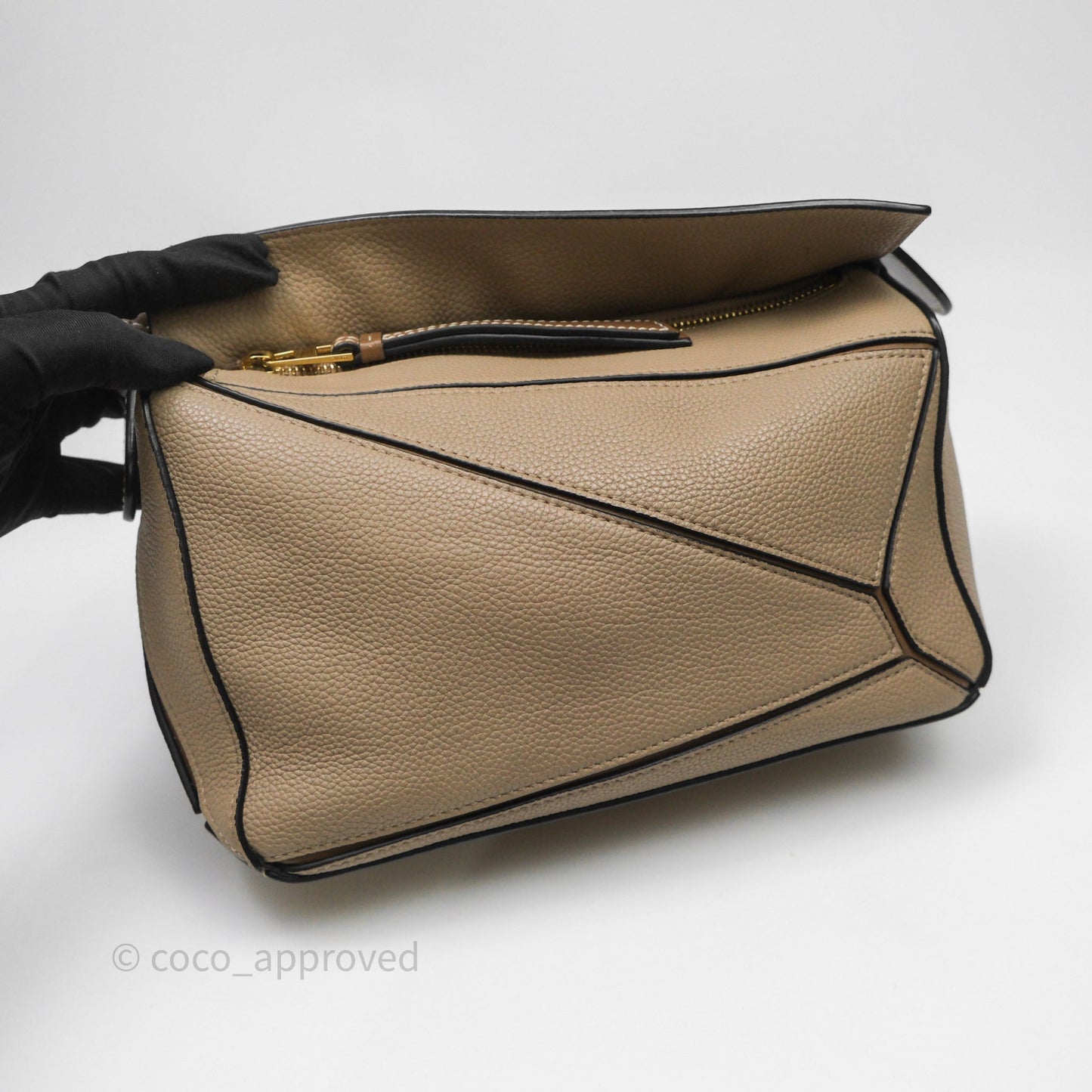 Loewe Small Puzzle Bag Sand Mink Grained Calfskin Gold Hardware