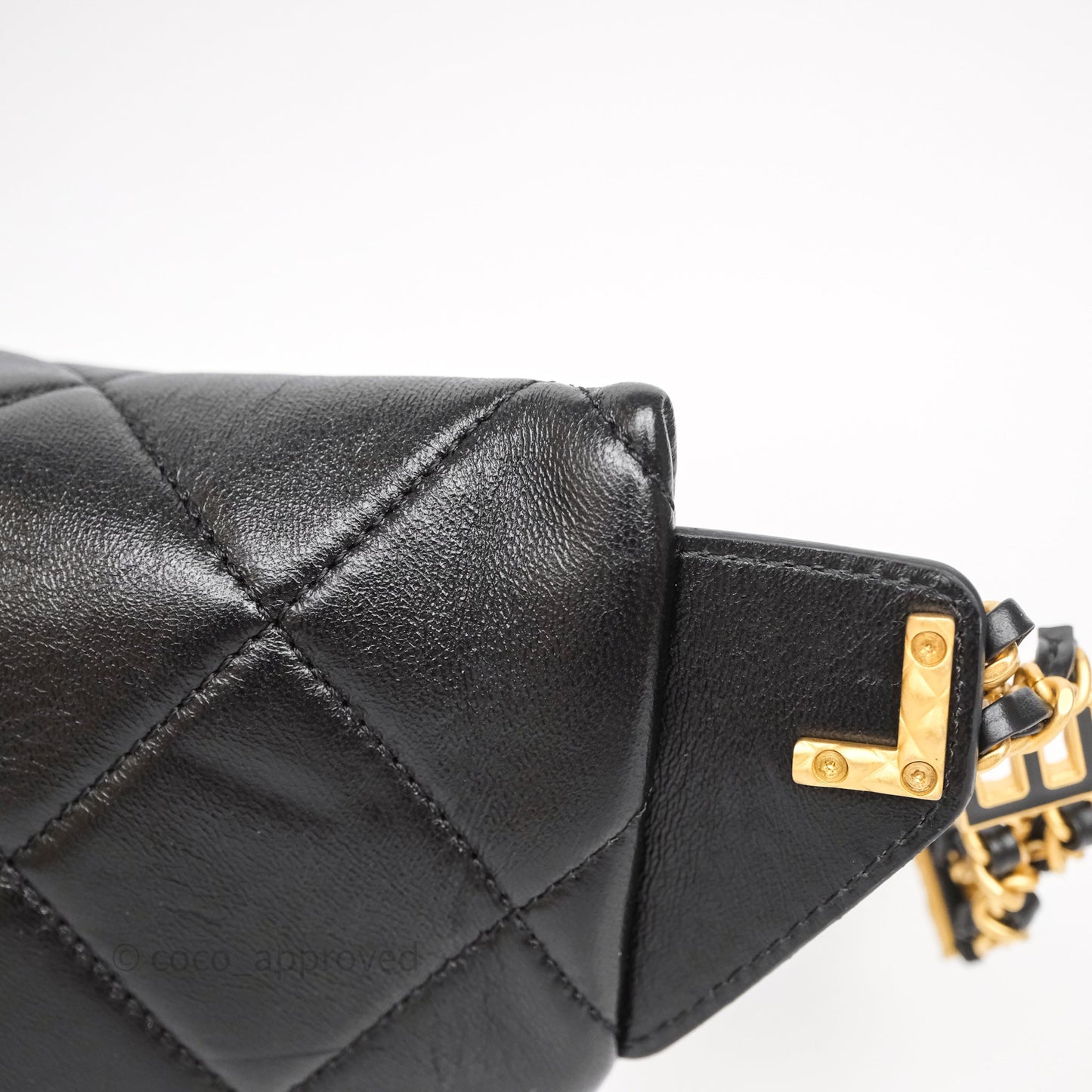 Chanel Quilted Waist Bag Lambskin Black Aged Gold Hardware