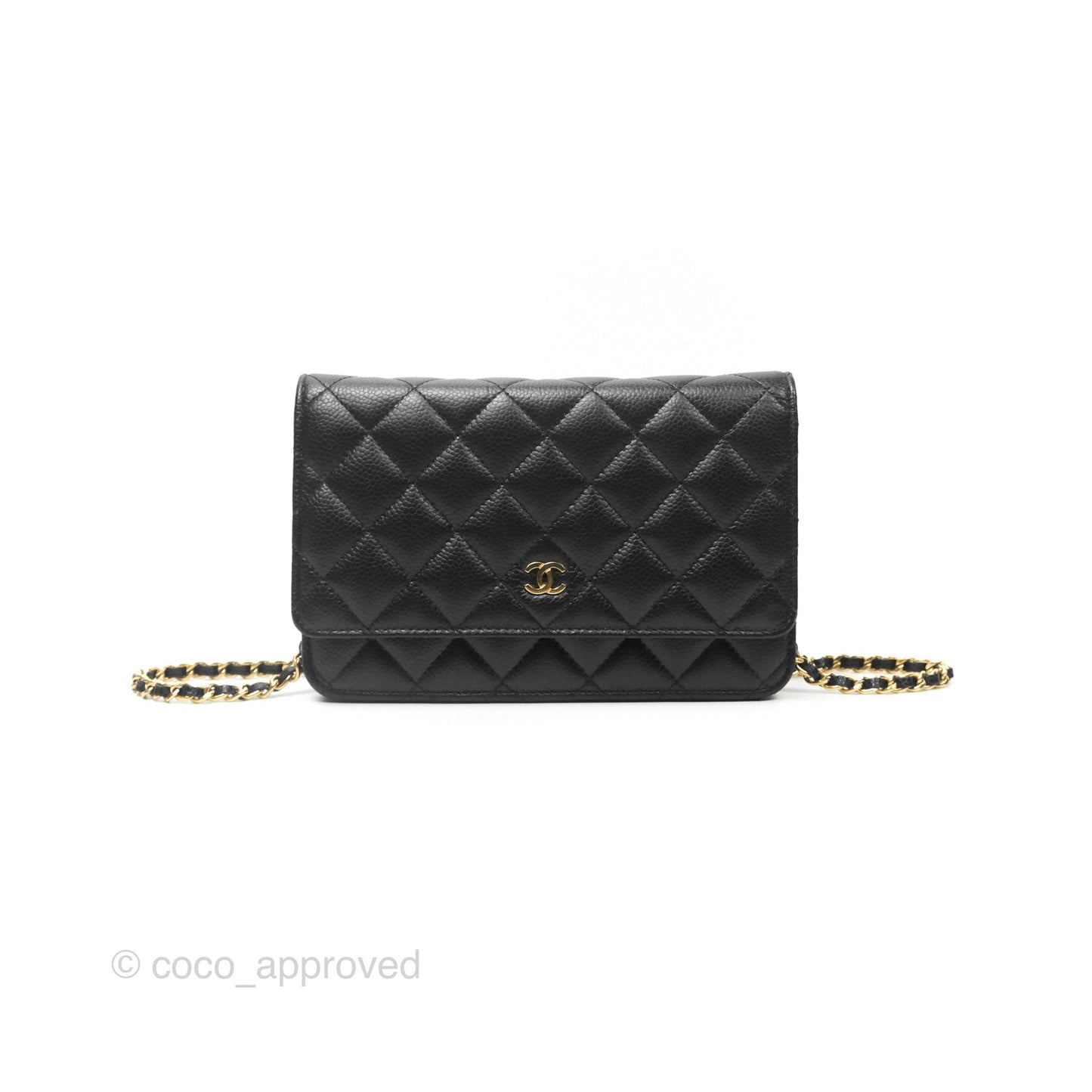 Chanel Quilted Classic Wallet On Chain WOC Black Caviar Gold Hardware